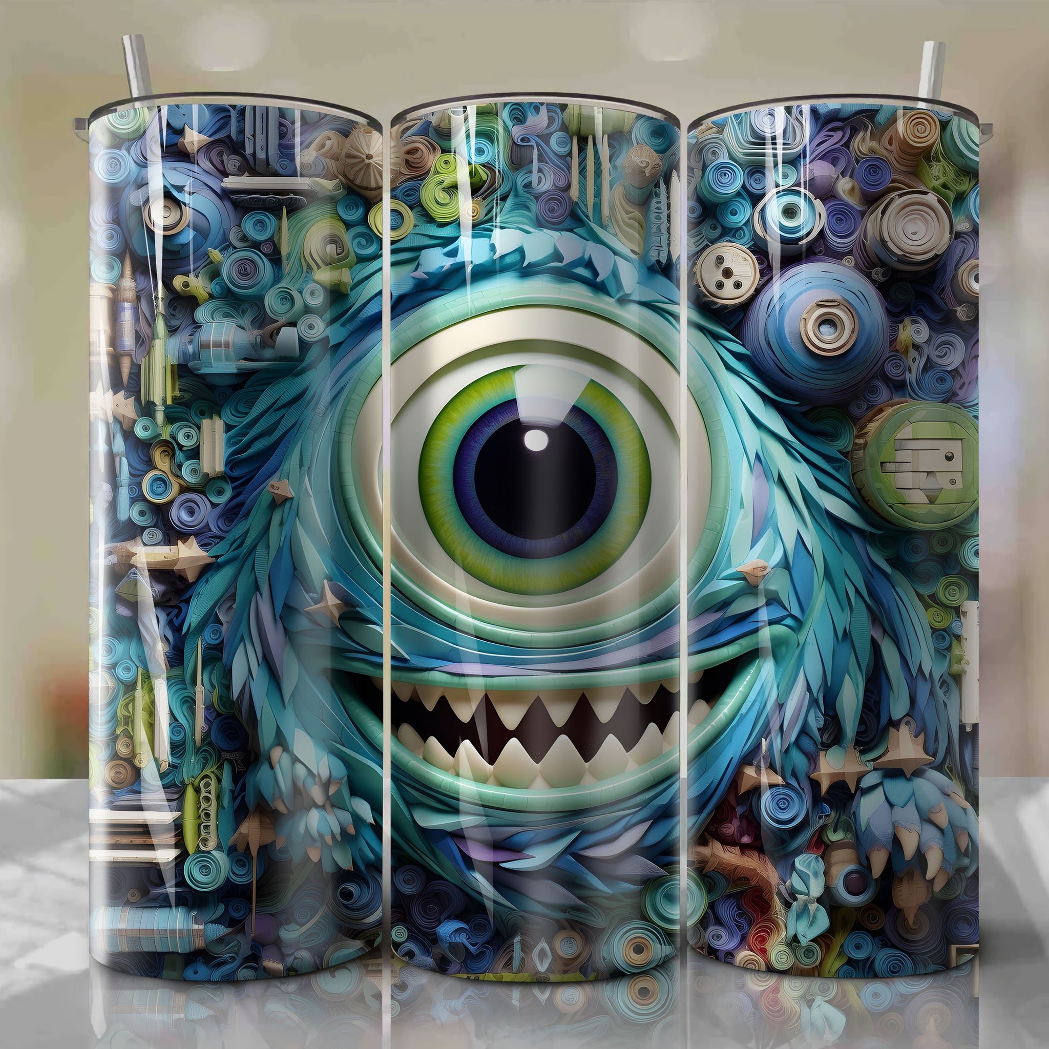 Monsters Inc. - Mike Wazowski Wrap PNG Skinny Tumbler 20oz - Sublimation 3D 4th Of July | Digital Download