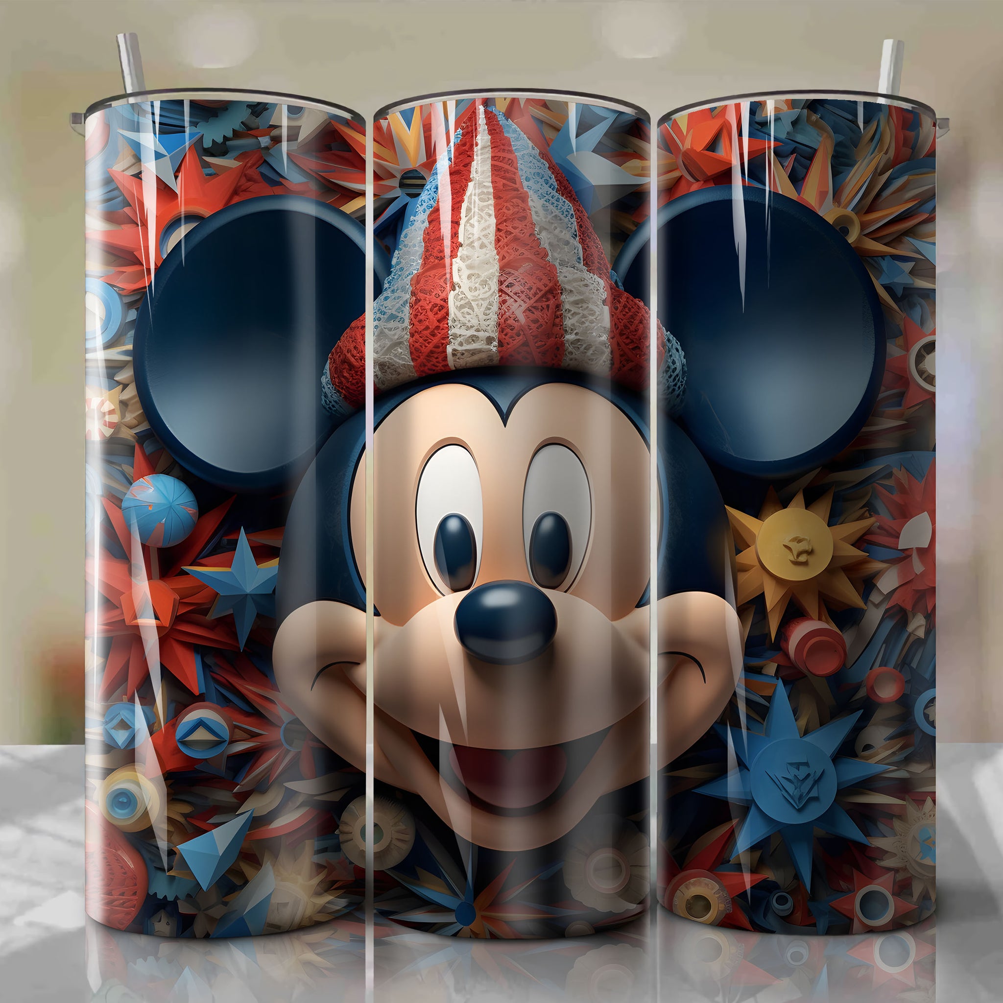 Mickey Mouse Wrap PNG Skinny Tumbler 20oz - Sublimation 3D 4th Of July | Digital Download