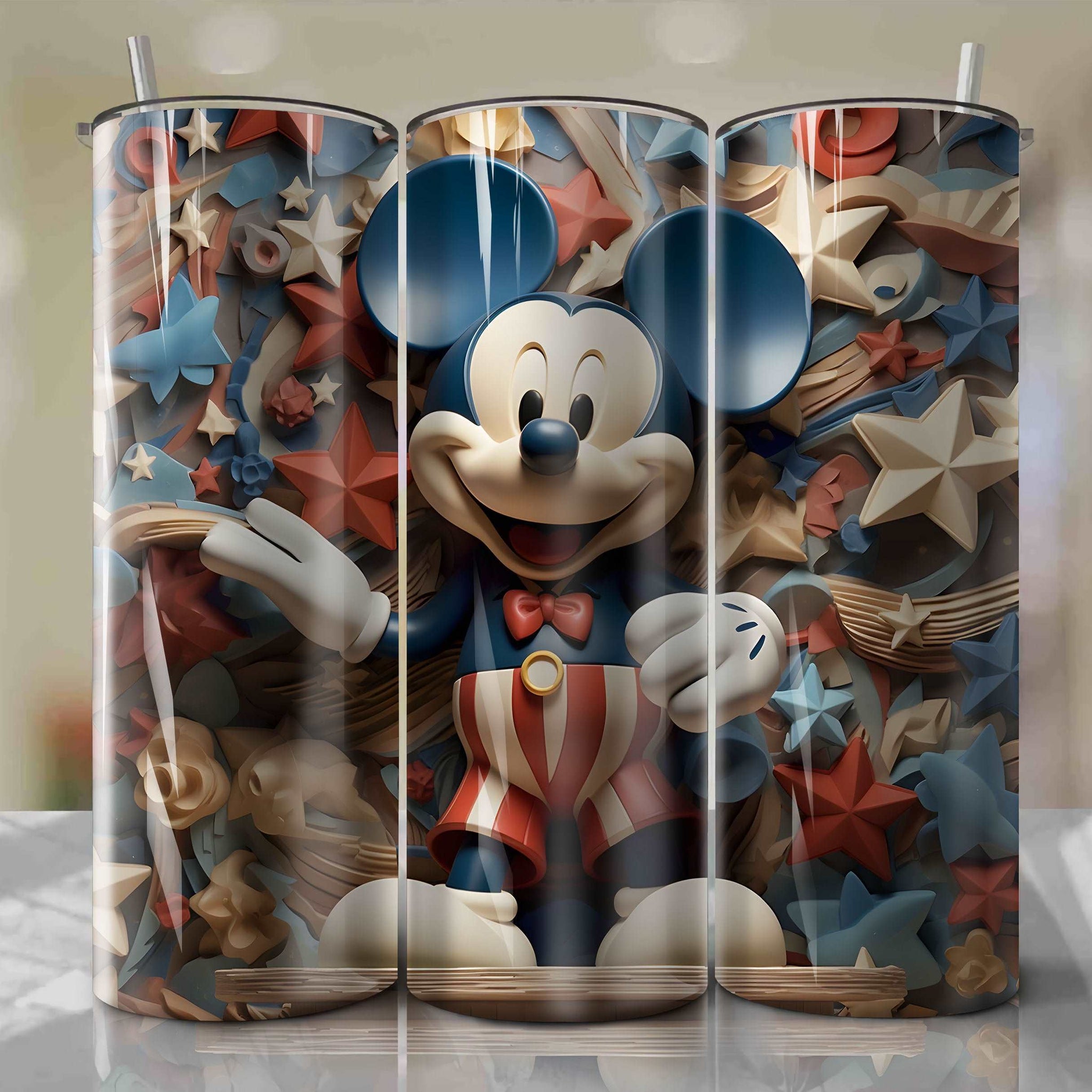 Mickey Mouse Wrap PNG Skinny Tumbler 20oz - Sublimation 3D 4th Of July | Digital Download