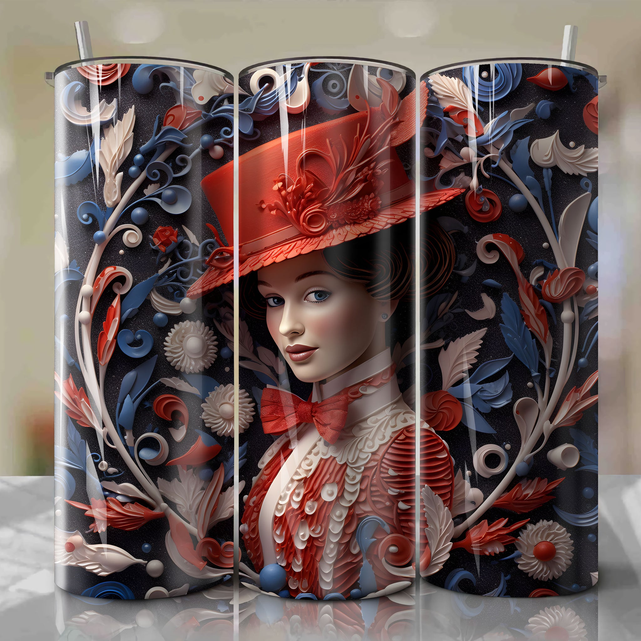 Mary Poppins Wrap PNG Skinny Tumbler 20oz - Sublimation 3D 4th Of July | Digital Download