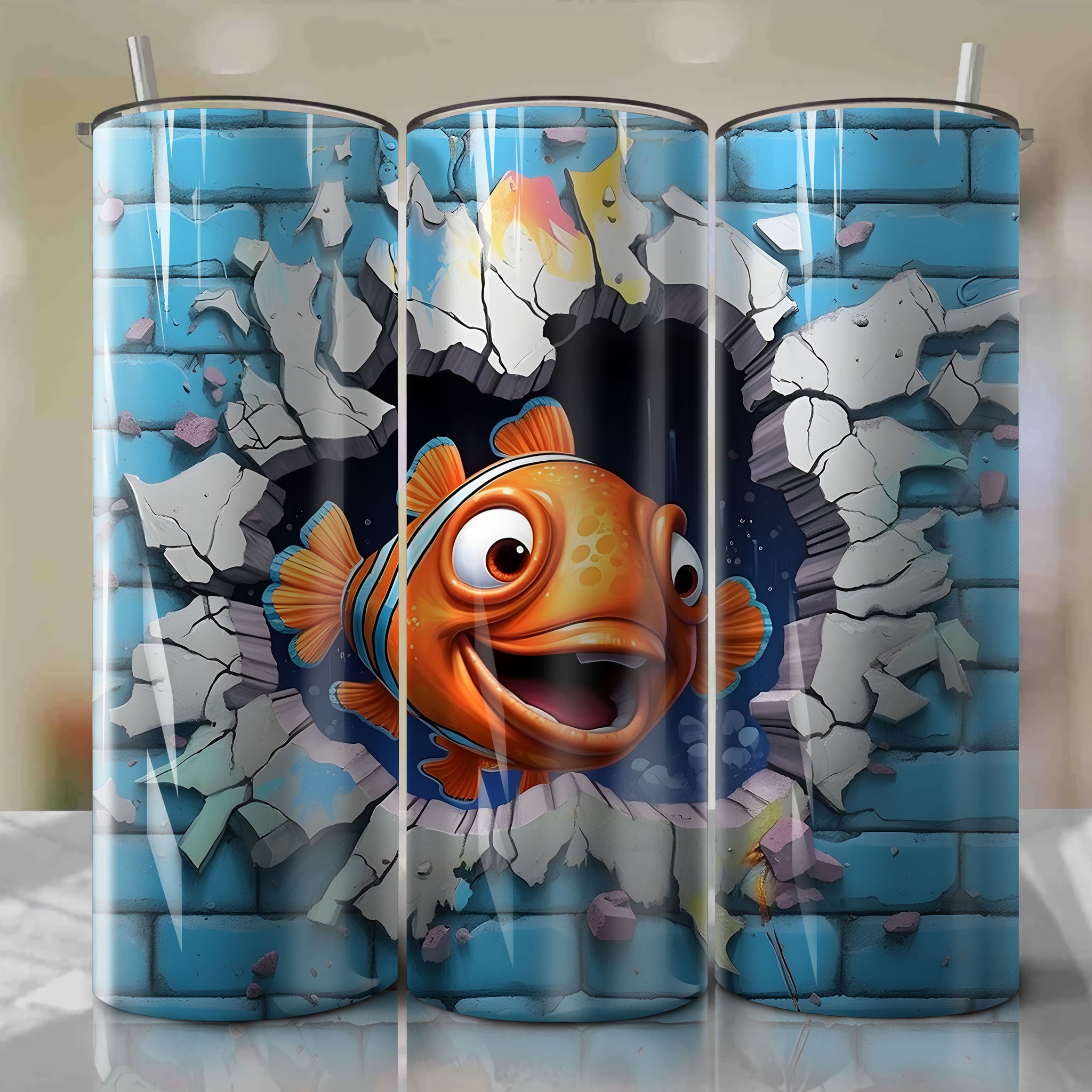 Nemo 3D Wrap PNG Skinny Tumbler 20oz | Sublimation | Halloween | Digital Download