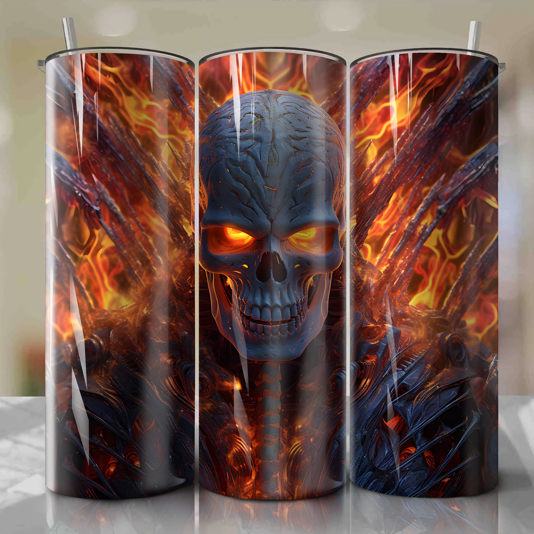 Ghost Rider Wrap PNG Skinny Tumbler 20oz - Sublimation 3D 4th Of July | Digital Download