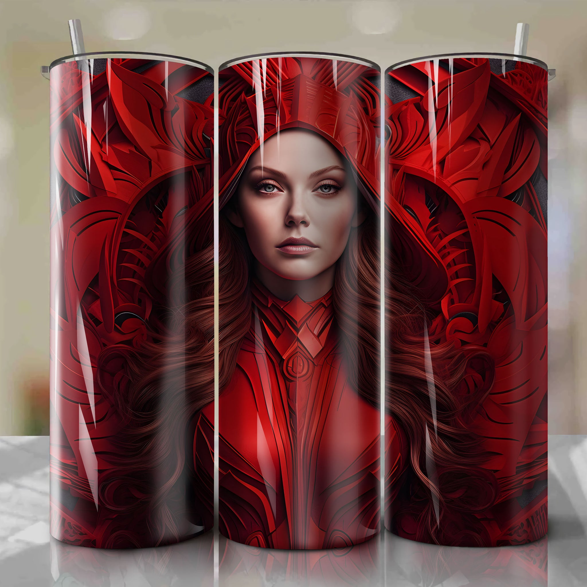 Scarlet Witch Wrap PNG Skinny Tumbler 20oz - Sublimation 3D 4th Of July | Digital Download