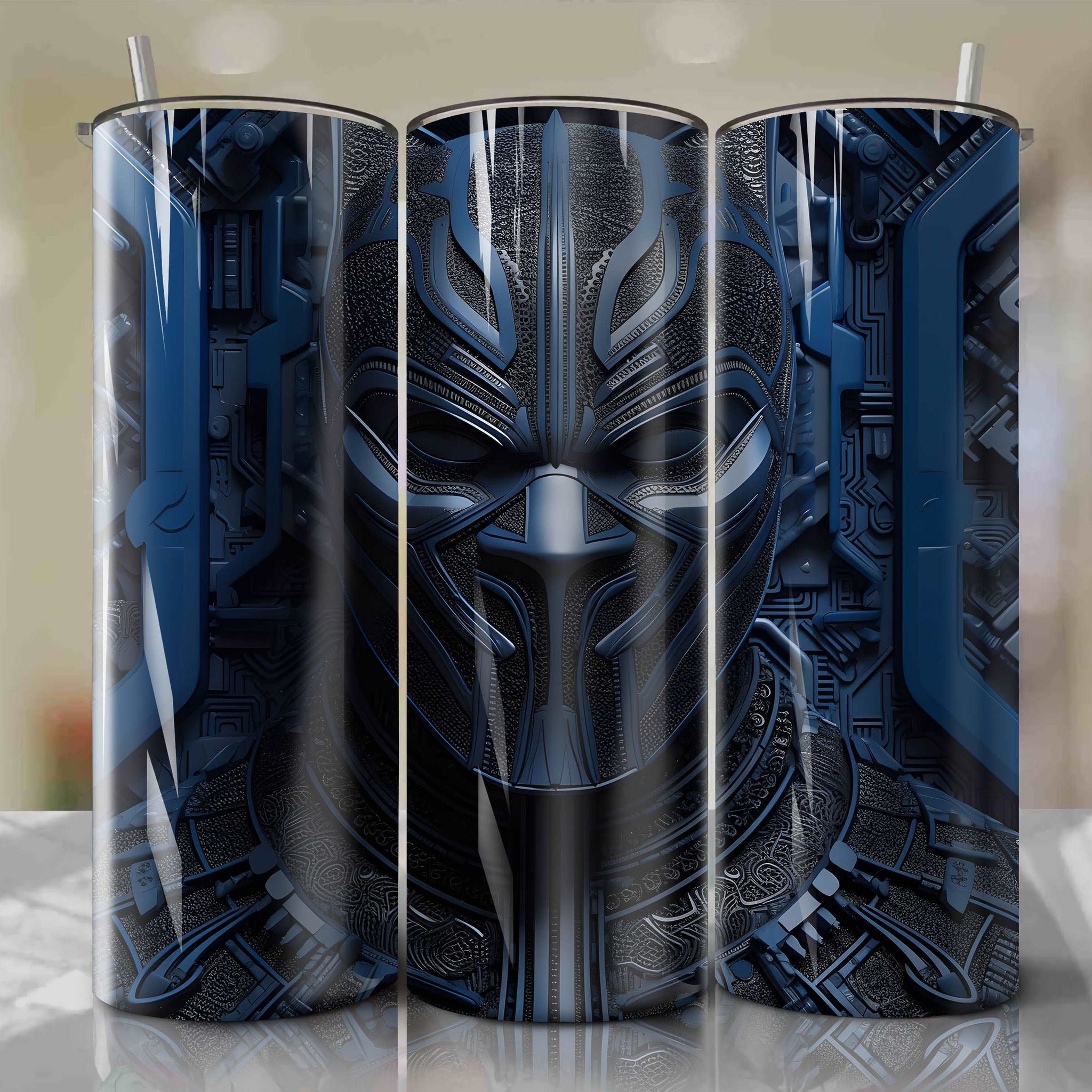 Black Panther Wrap PNG Skinny Tumbler 20oz - Sublimation 3D 4th Of July | Digital Download