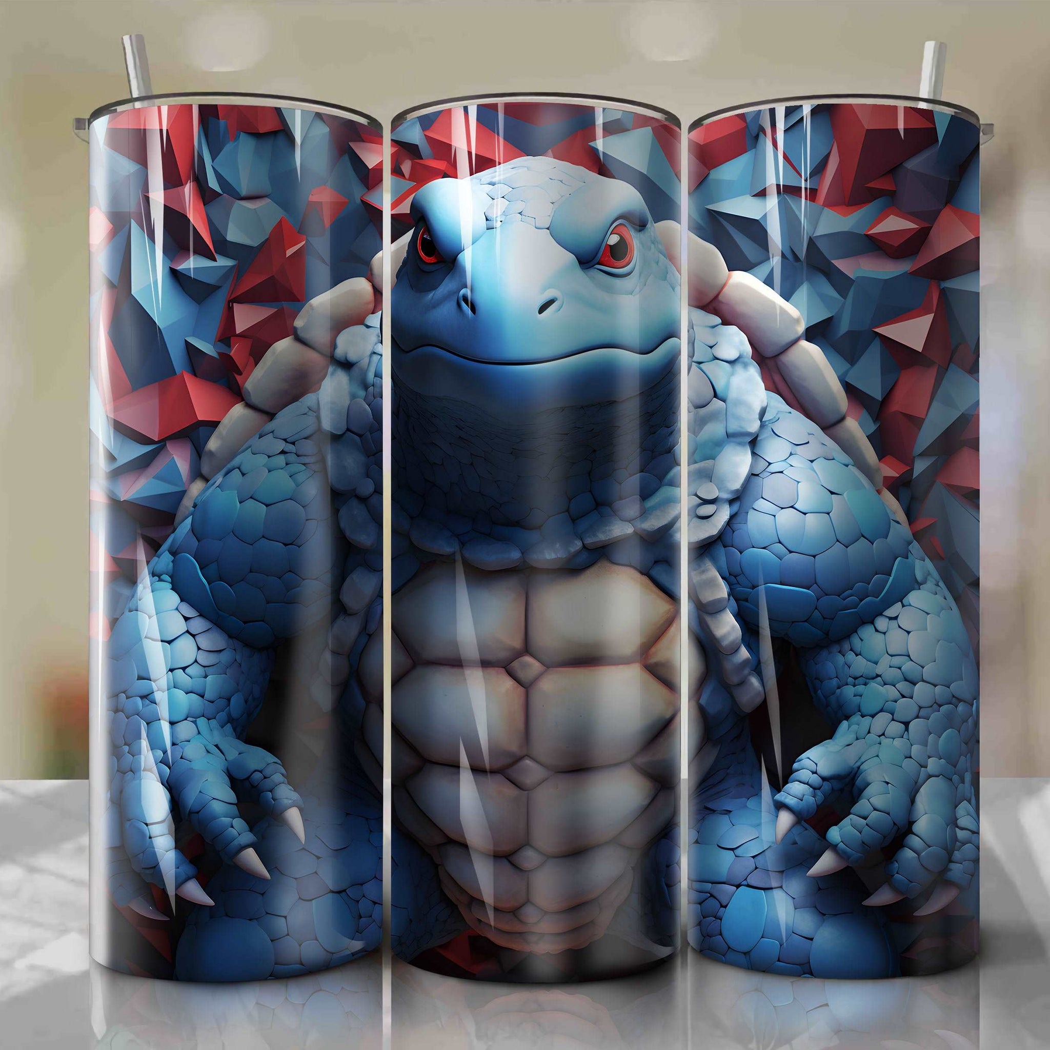 Blastoise Wrap PNG Skinny Tumbler 20oz - Sublimation 3D 4th Of July | Digital Download