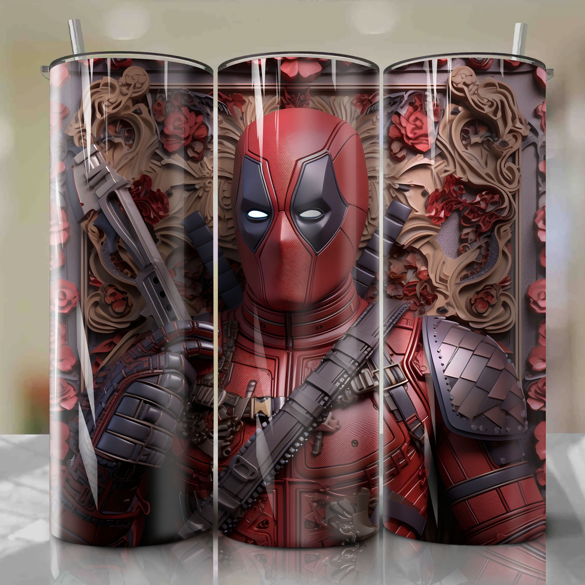 Deadpool Wrap PNG Skinny Tumbler 20oz - Sublimation 3D 4th Of July | Digital Download