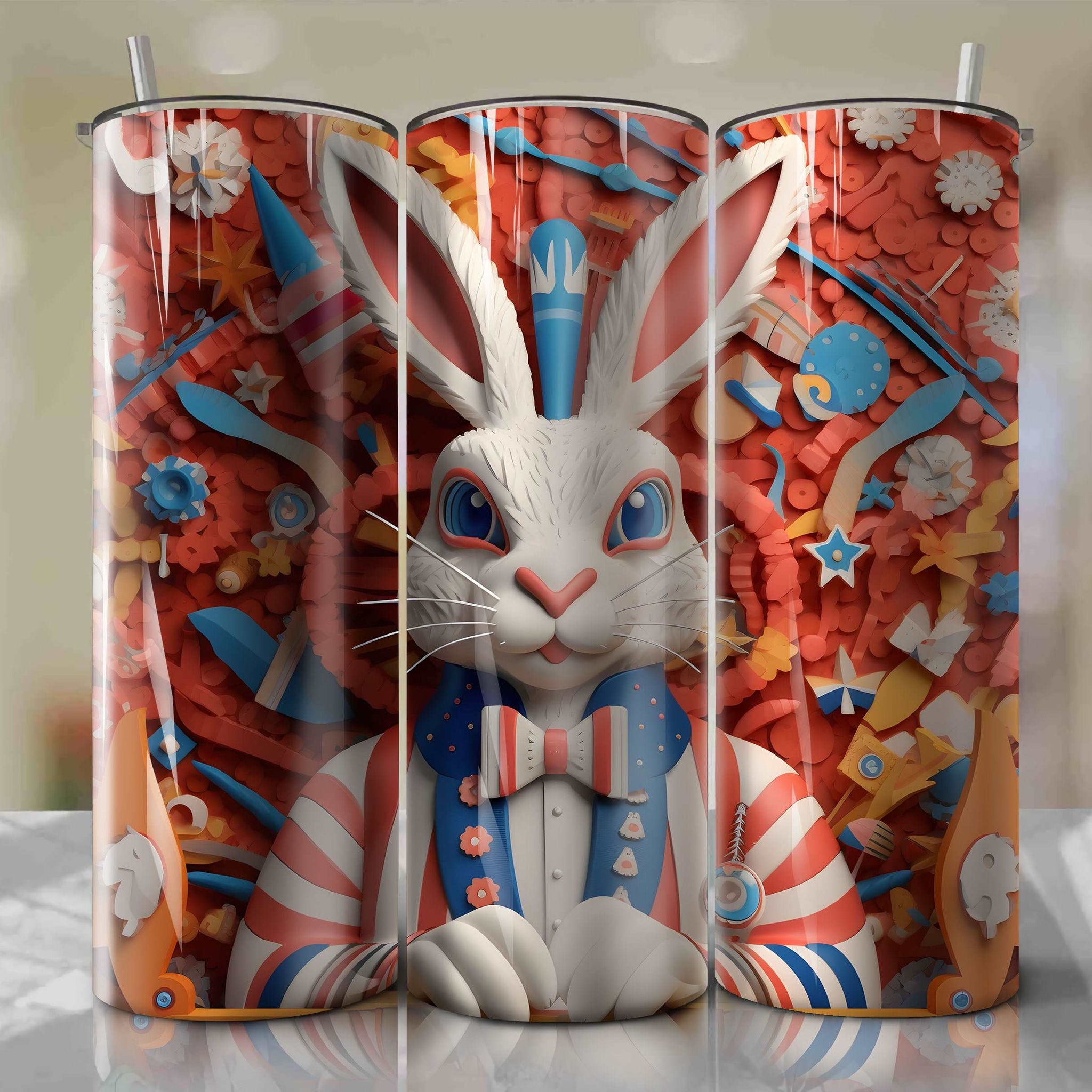 Bugs Bunny Wrap PNG Skinny Tumbler 20oz - Sublimation 3D 4th Of July | Digital Download