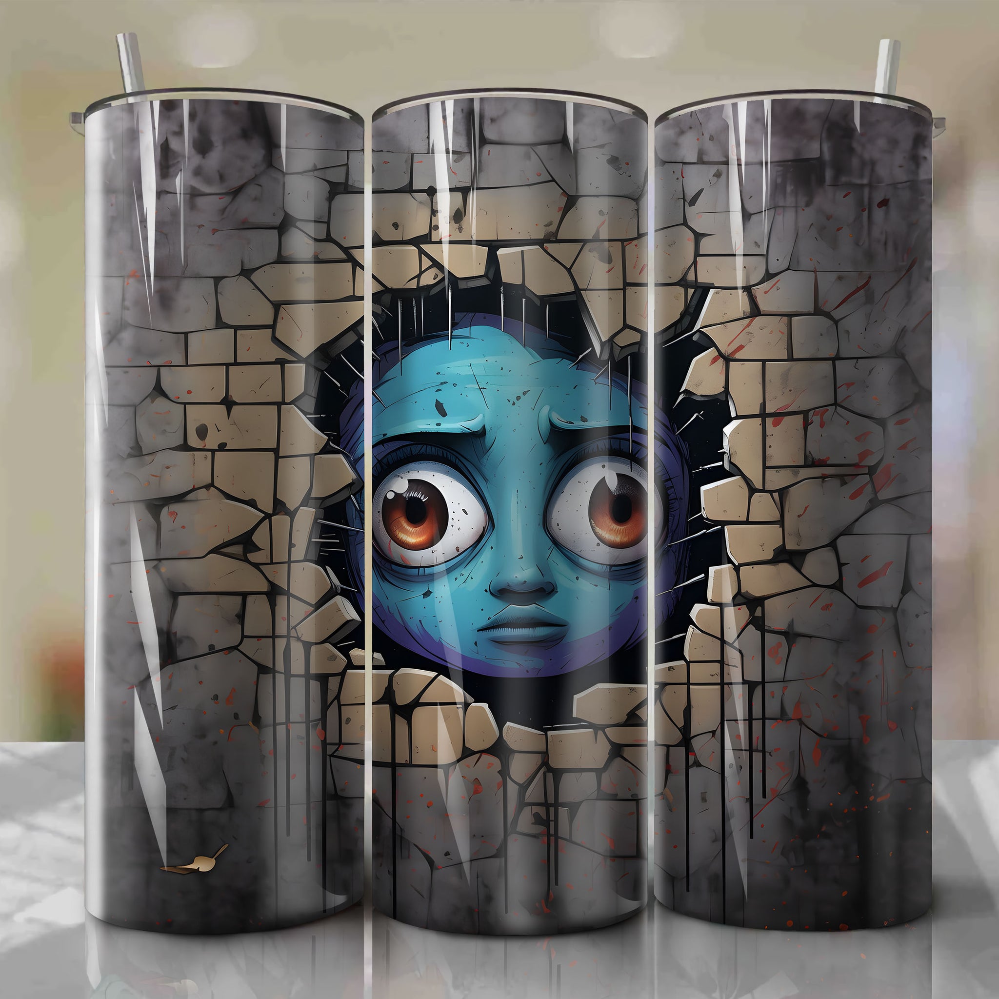 Sadness 3D Wrap PNG Skinny Tumbler 20oz | Sublimation | Halloween | Digital Download