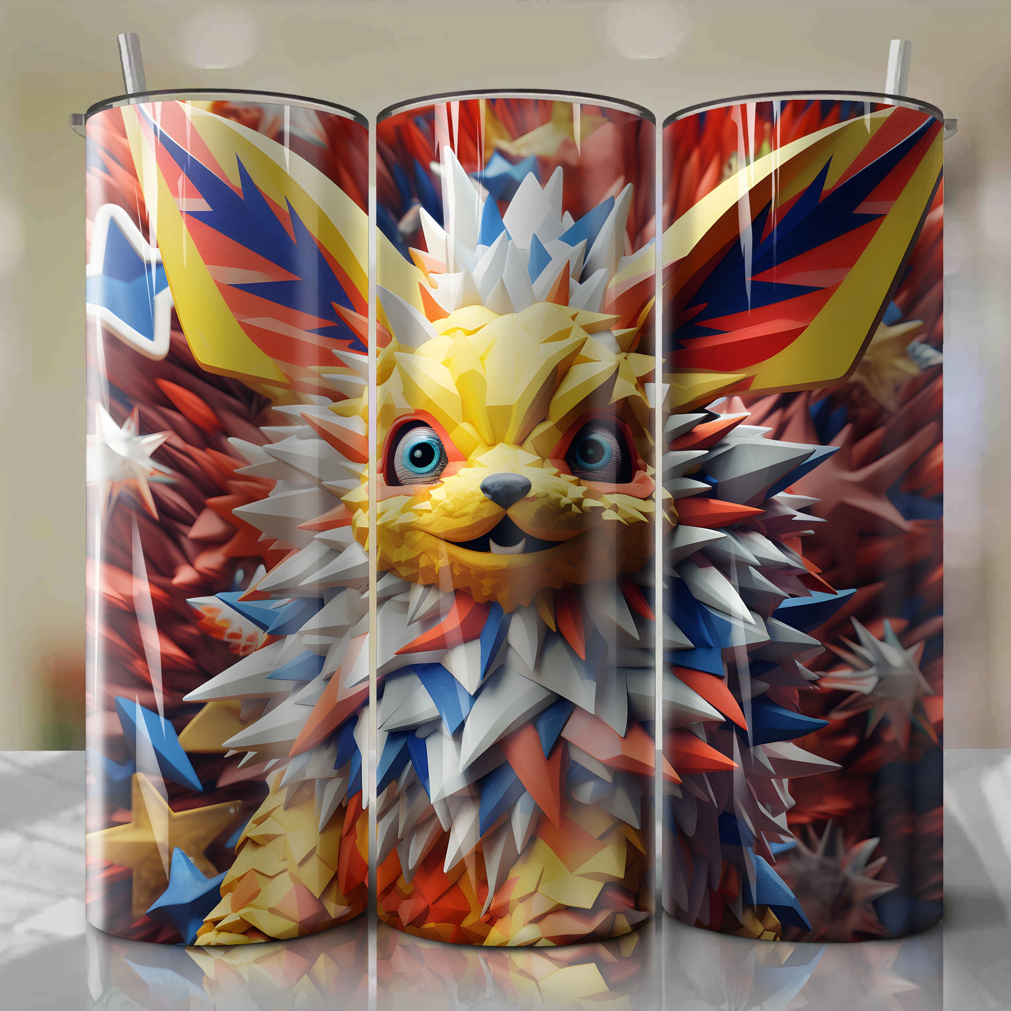 Jolteon Wrap PNG Skinny Tumbler 20oz - Sublimation 3D 4th Of July | Digital Download