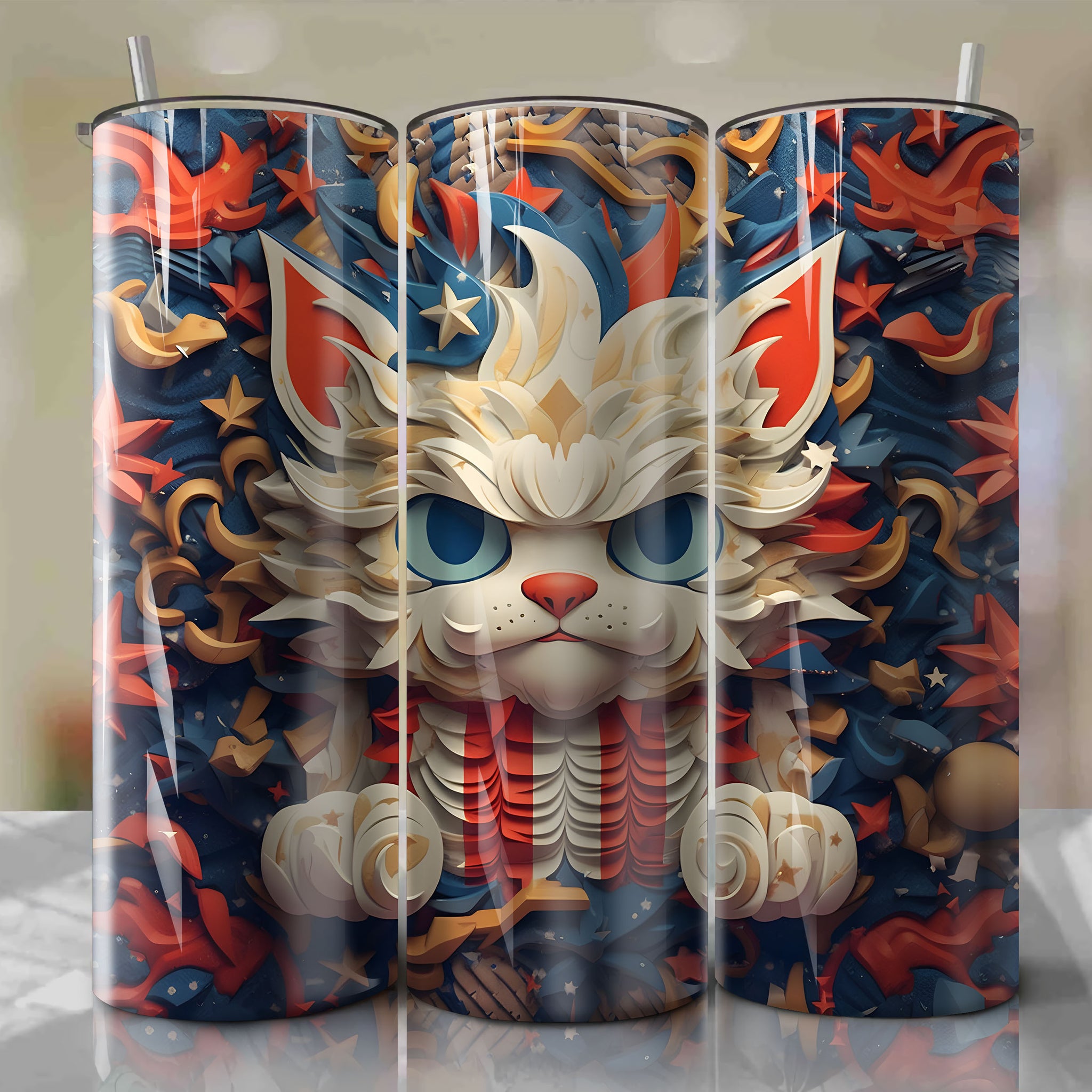 Meowth Wrap PNG Skinny Tumbler 20oz - Sublimation 3D 4th Of July | Digital Download