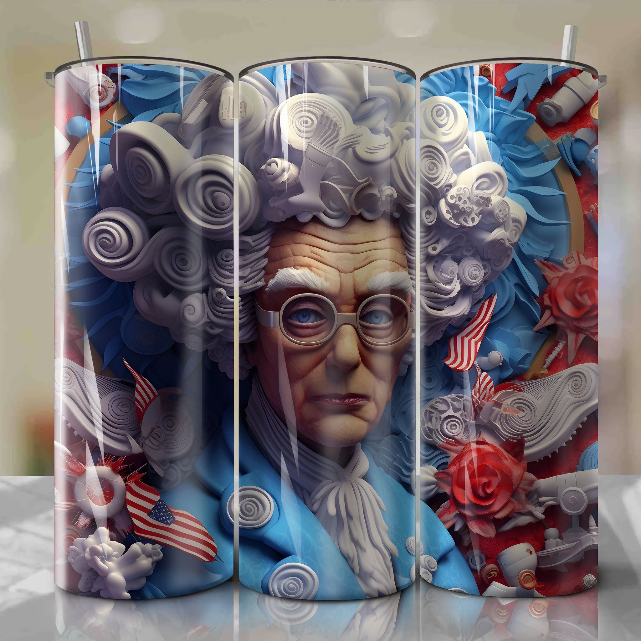 Granny Wrap PNG Skinny Tumbler 20oz - Sublimation 3D 4th Of July | Digital Download