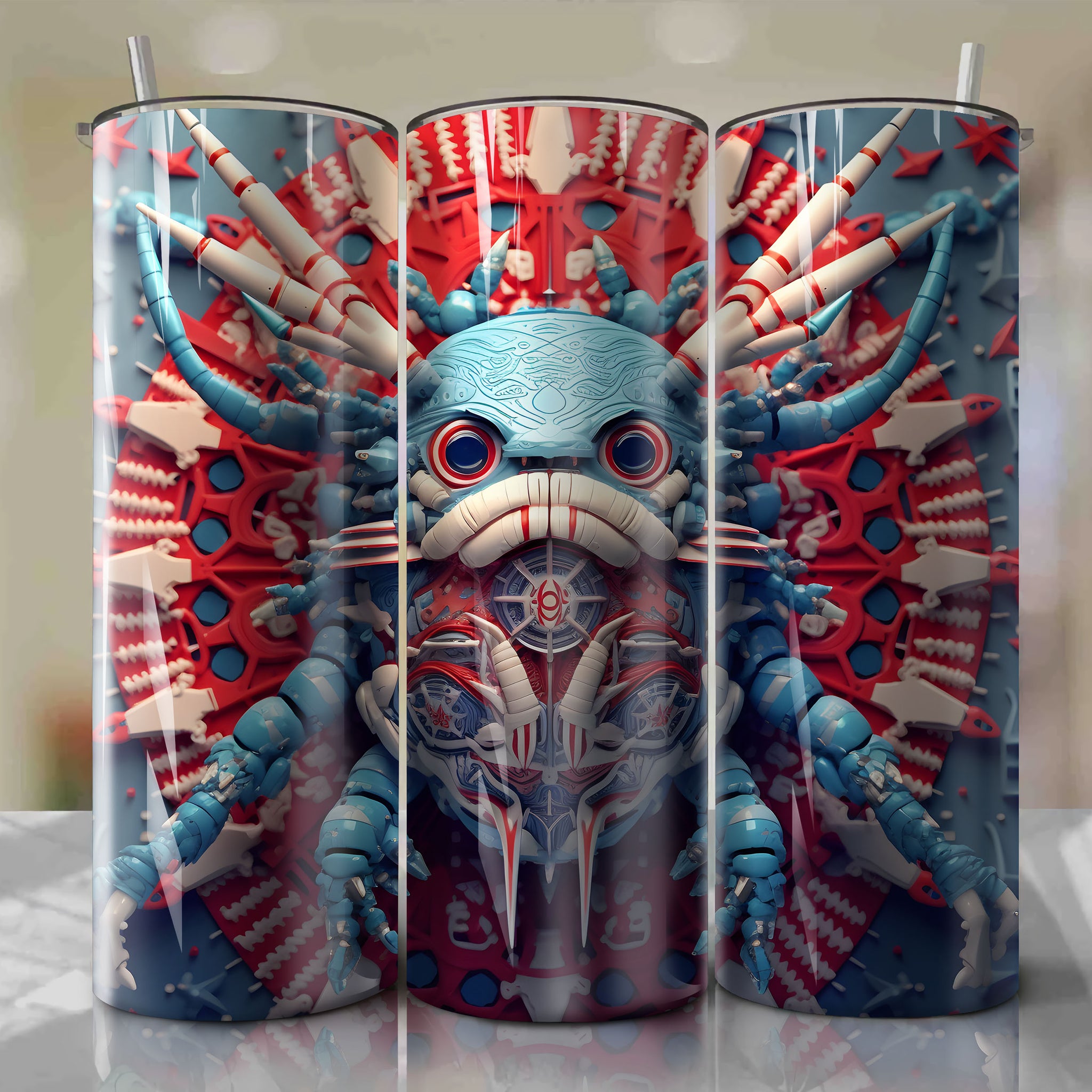 Pinsir Wrap PNG Skinny Tumbler 20oz - Sublimation 3D 4th Of July | Digital Download