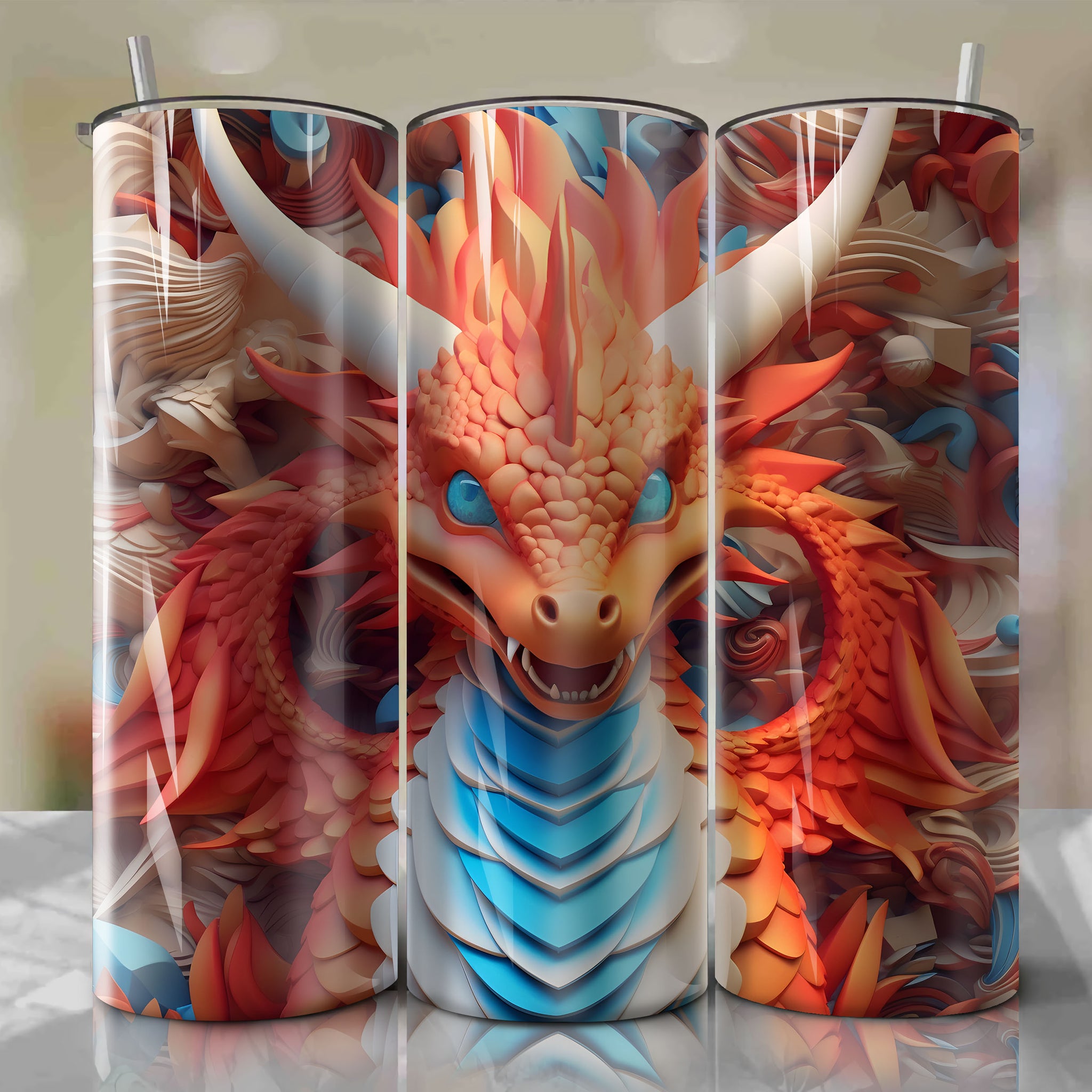 Charizard Wrap PNG Skinny Tumbler 20oz - Sublimation 3D 4th Of July | Digital Download