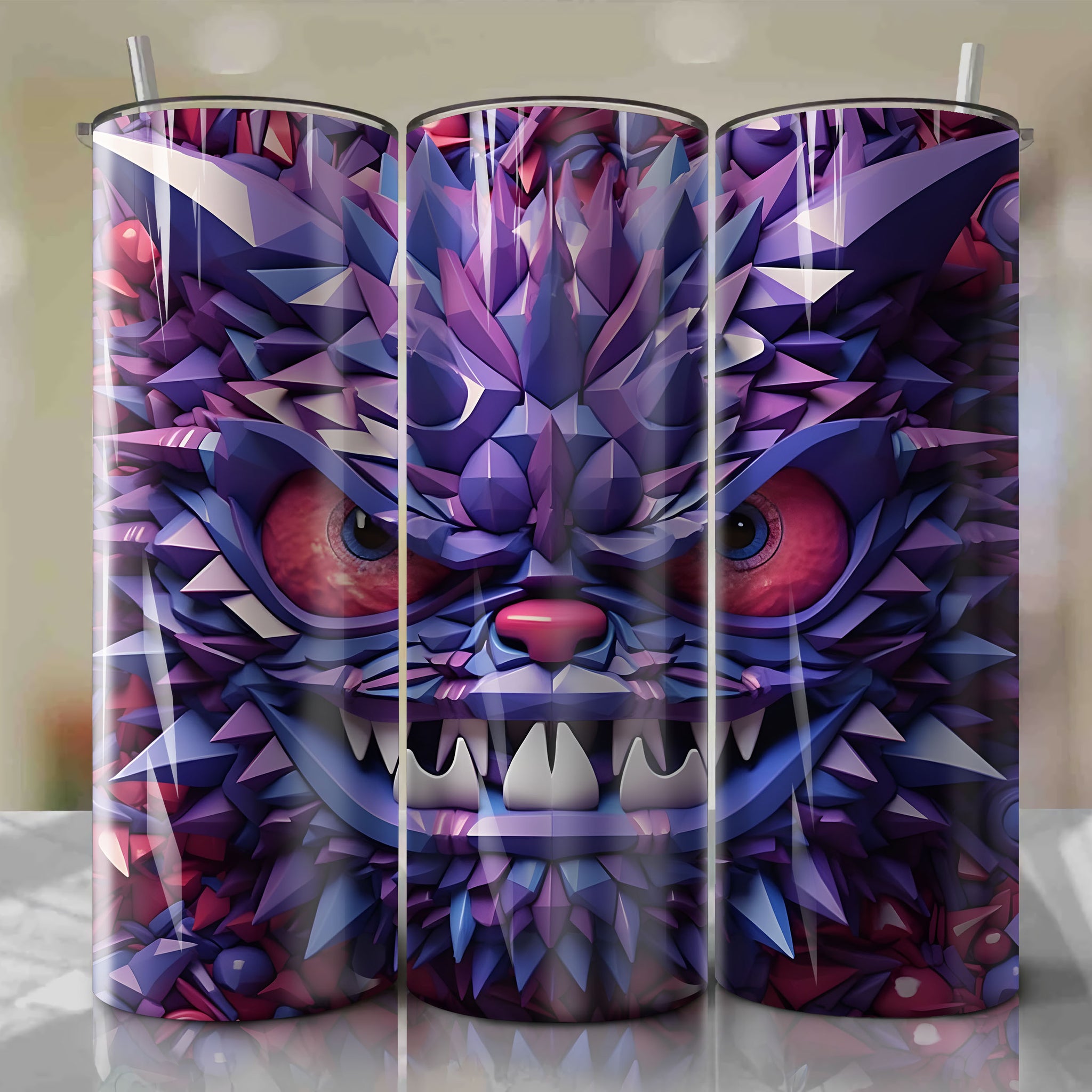 Gengar Wrap PNG Skinny Tumbler 20oz - Sublimation 3D 4th Of July | Digital Download