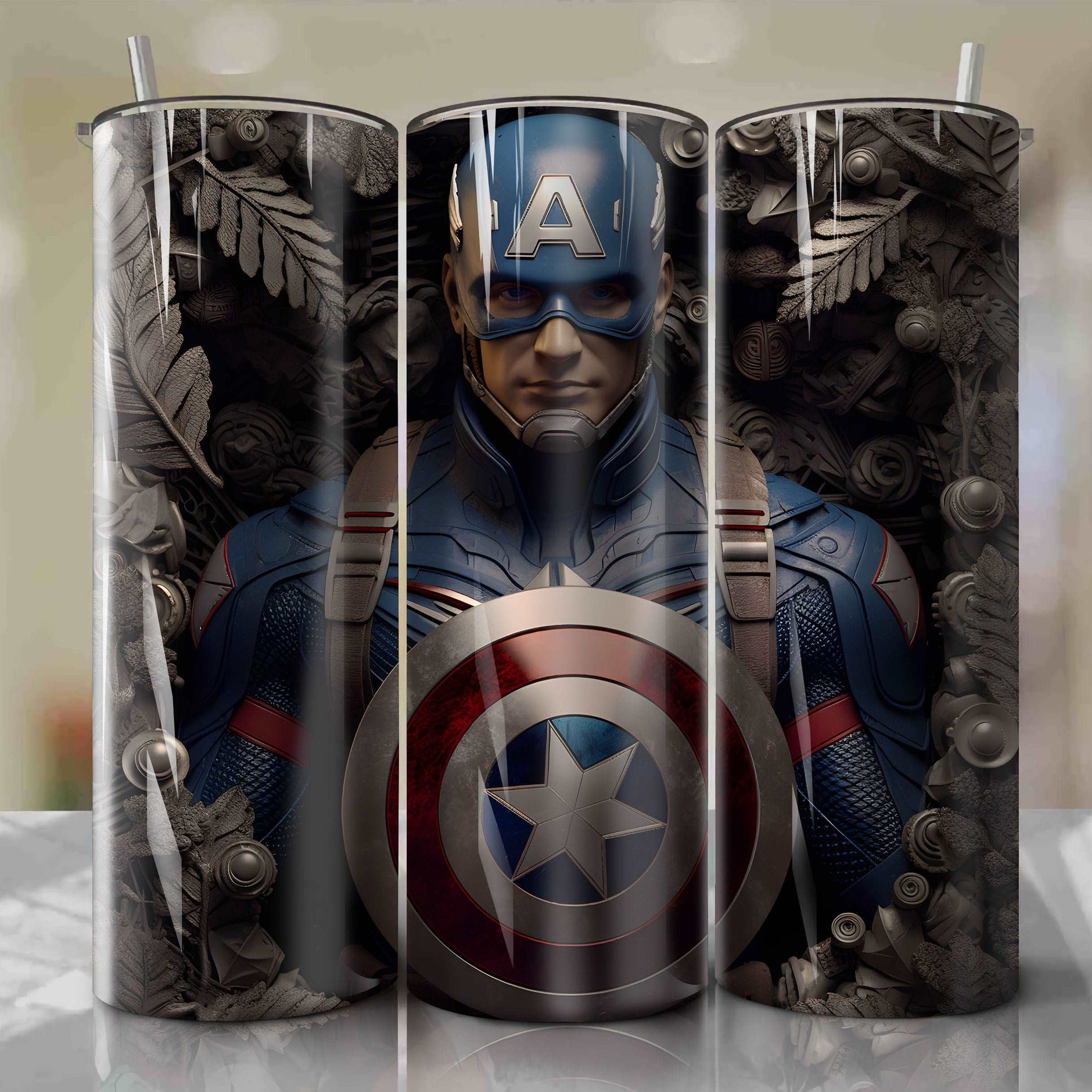 Captain America Wrap PNG Skinny Tumbler 20oz - Sublimation 3D 4th Of July | Digital Download