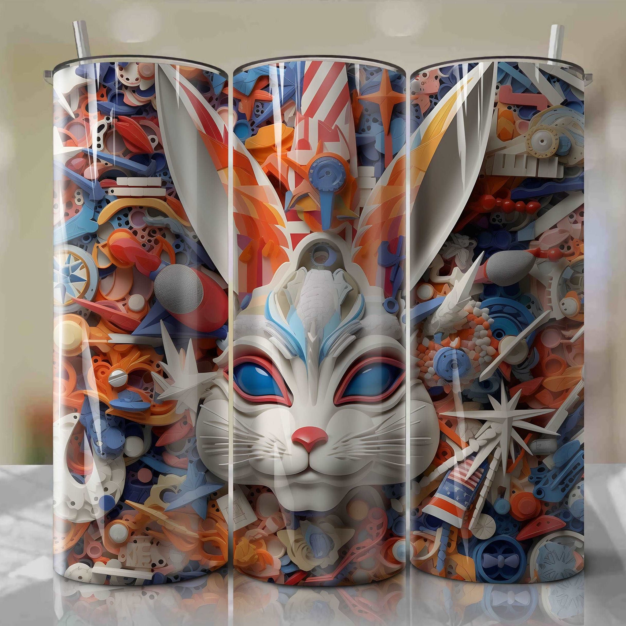 Bugs Bunny Wrap PNG Skinny Tumbler 20oz - Sublimation 3D 4th Of July | Digital Download