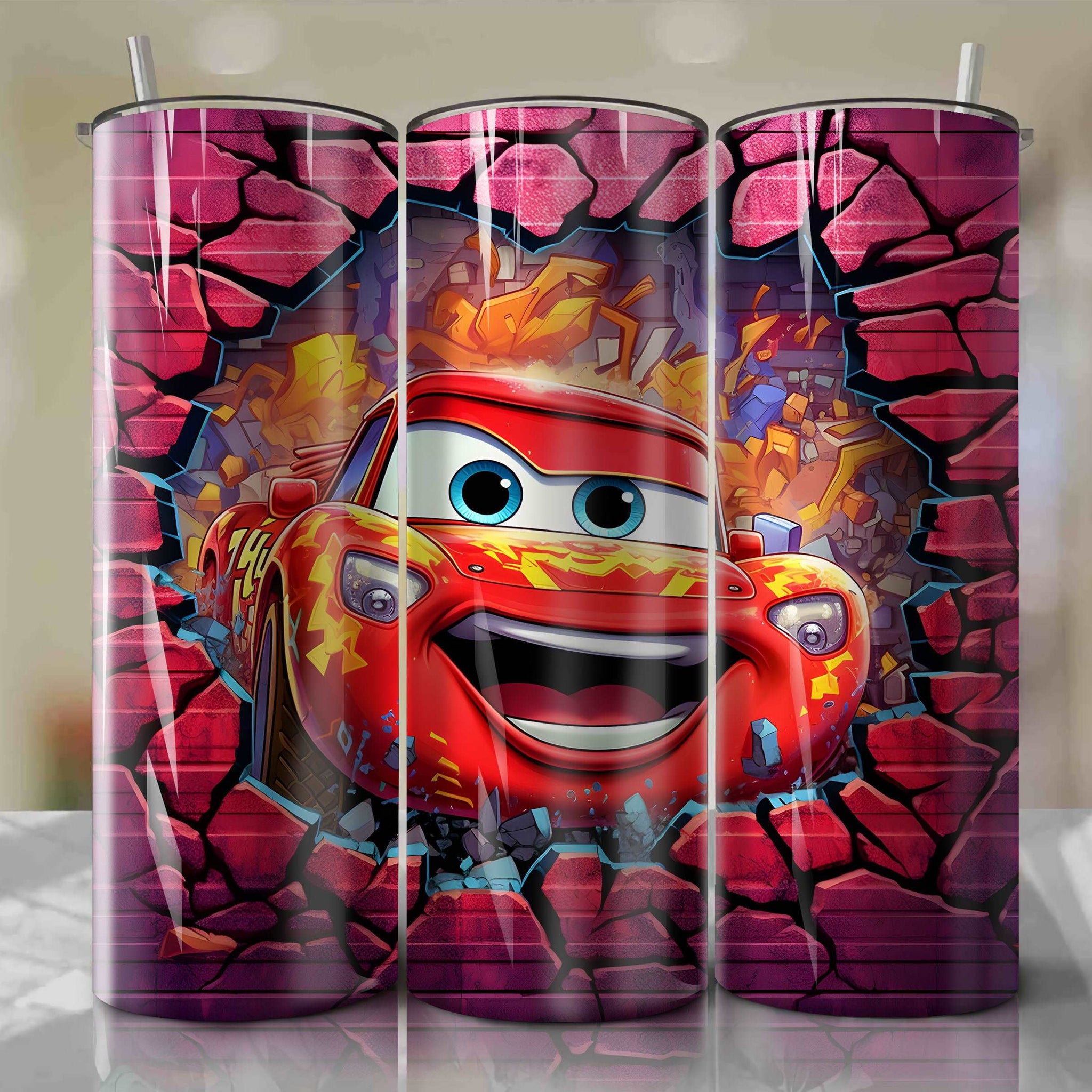 Lightning McQueen 3D Wrap PNG Skinny Tumbler 20oz | Sublimation | Halloween | Digital Download