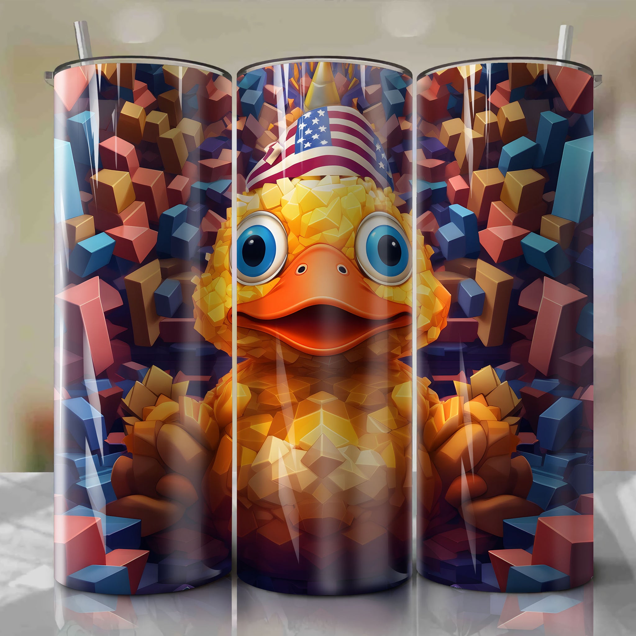 Psyduck Wrap PNG Skinny Tumbler 20oz - Sublimation 3D 4th Of July | Digital Download