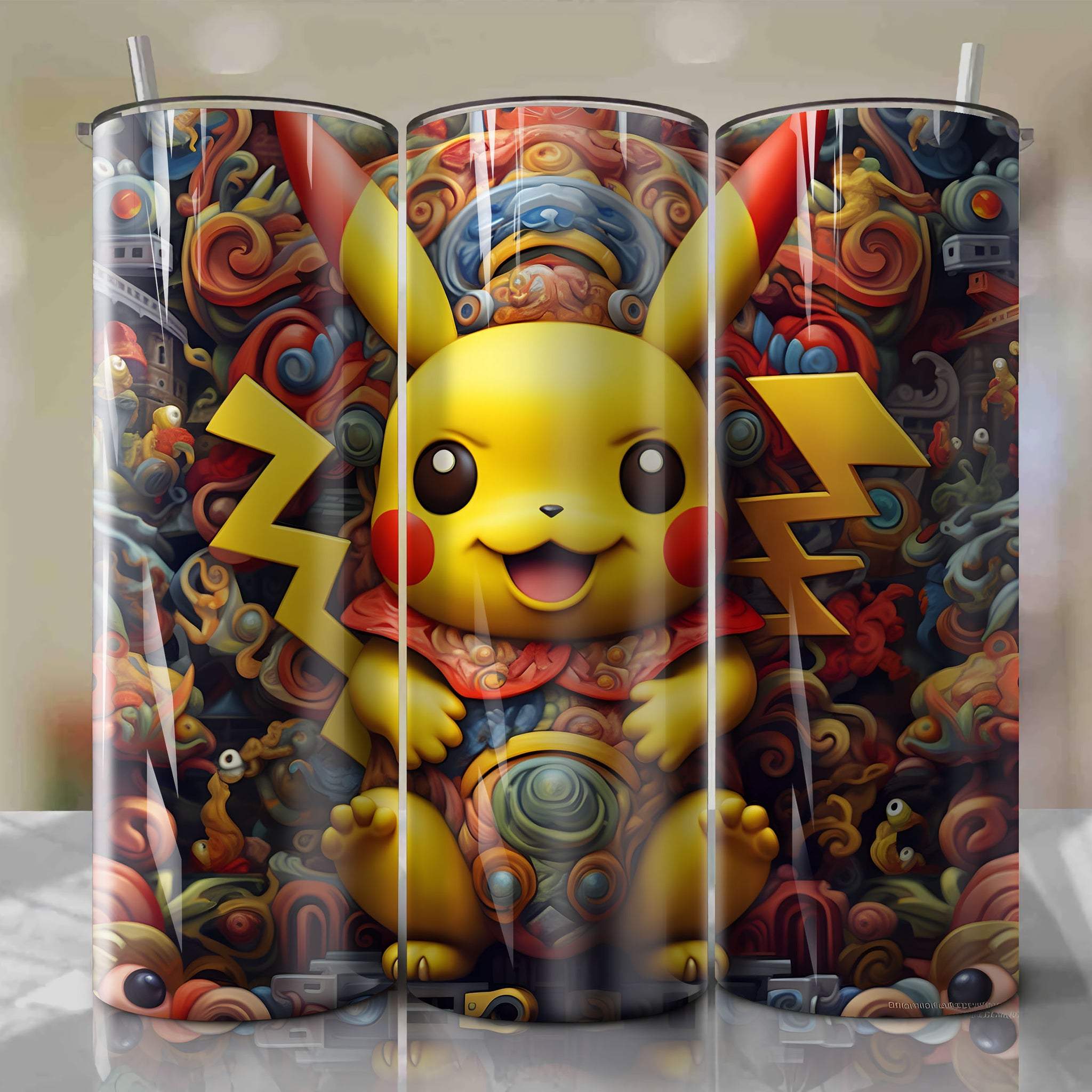 Pikachu Wrap PNG Skinny Tumbler 20oz - Sublimation 3D 4th Of July | Digital Download