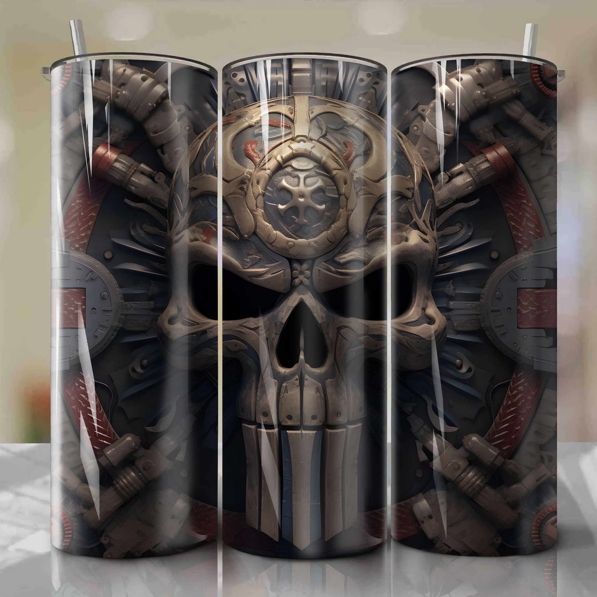 Punisher Wrap PNG Skinny Tumbler 20oz - Sublimation 3D 4th Of July | Digital Download