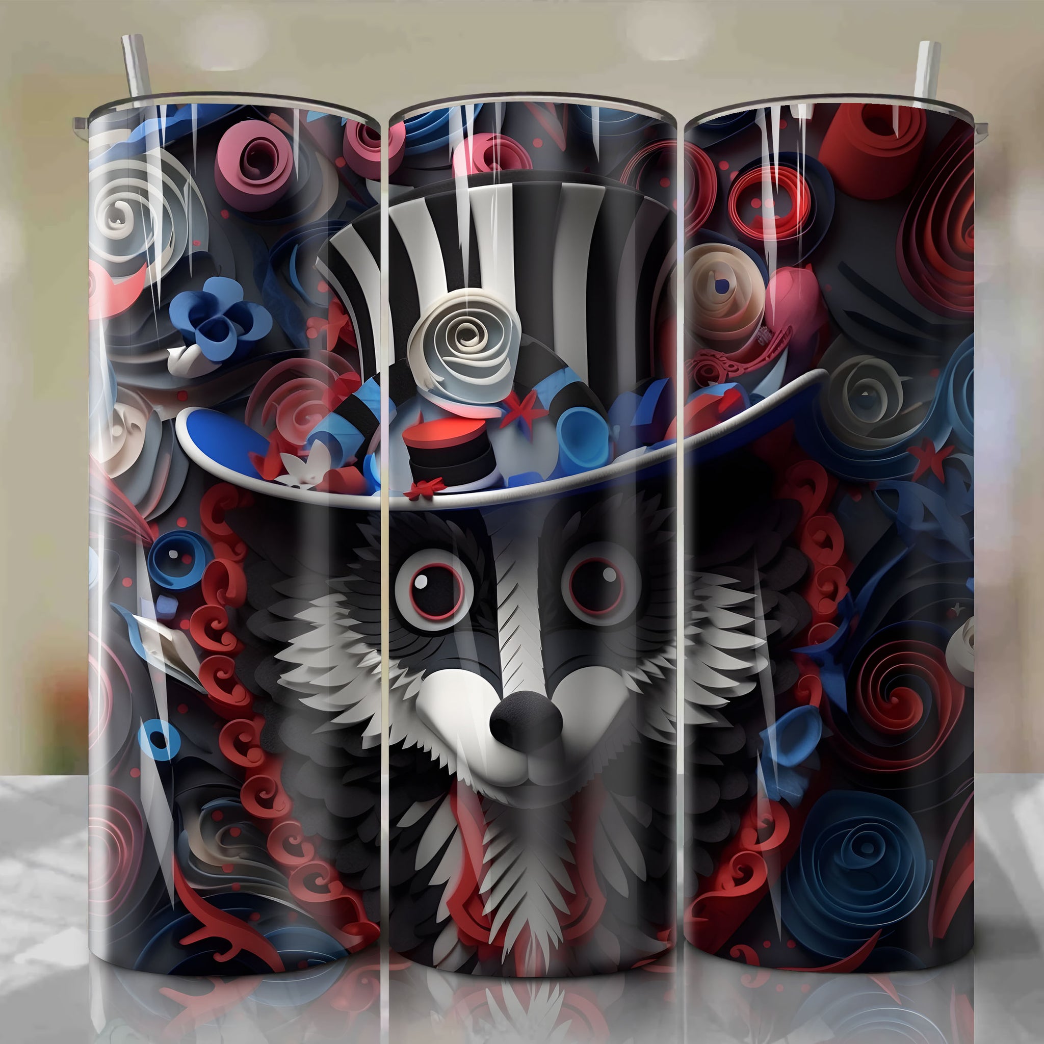 Pep Le Pew Wrap PNG Skinny Tumbler 20oz - Sublimation 3D 4th Of July | Digital Download