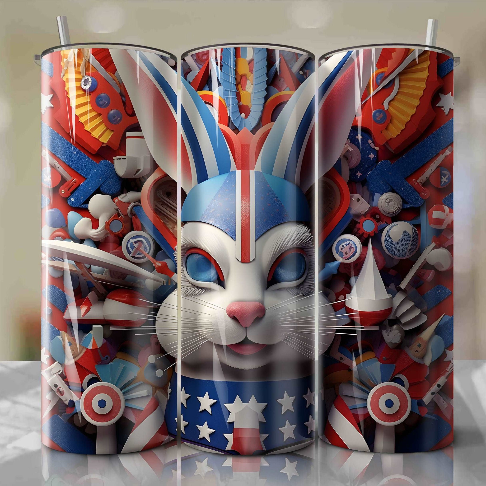 Bugs Bunny Wrap PNG Skinny Tumbler 20oz - Sublimation 3D 4th Of July | Digital Download