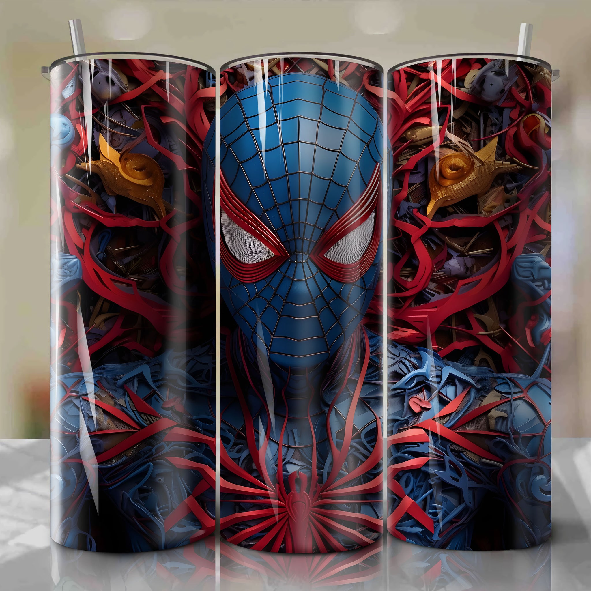 Spider-Man Wrap PNG Skinny Tumbler 20oz - Sublimation 3D 4th Of July | Digital Download