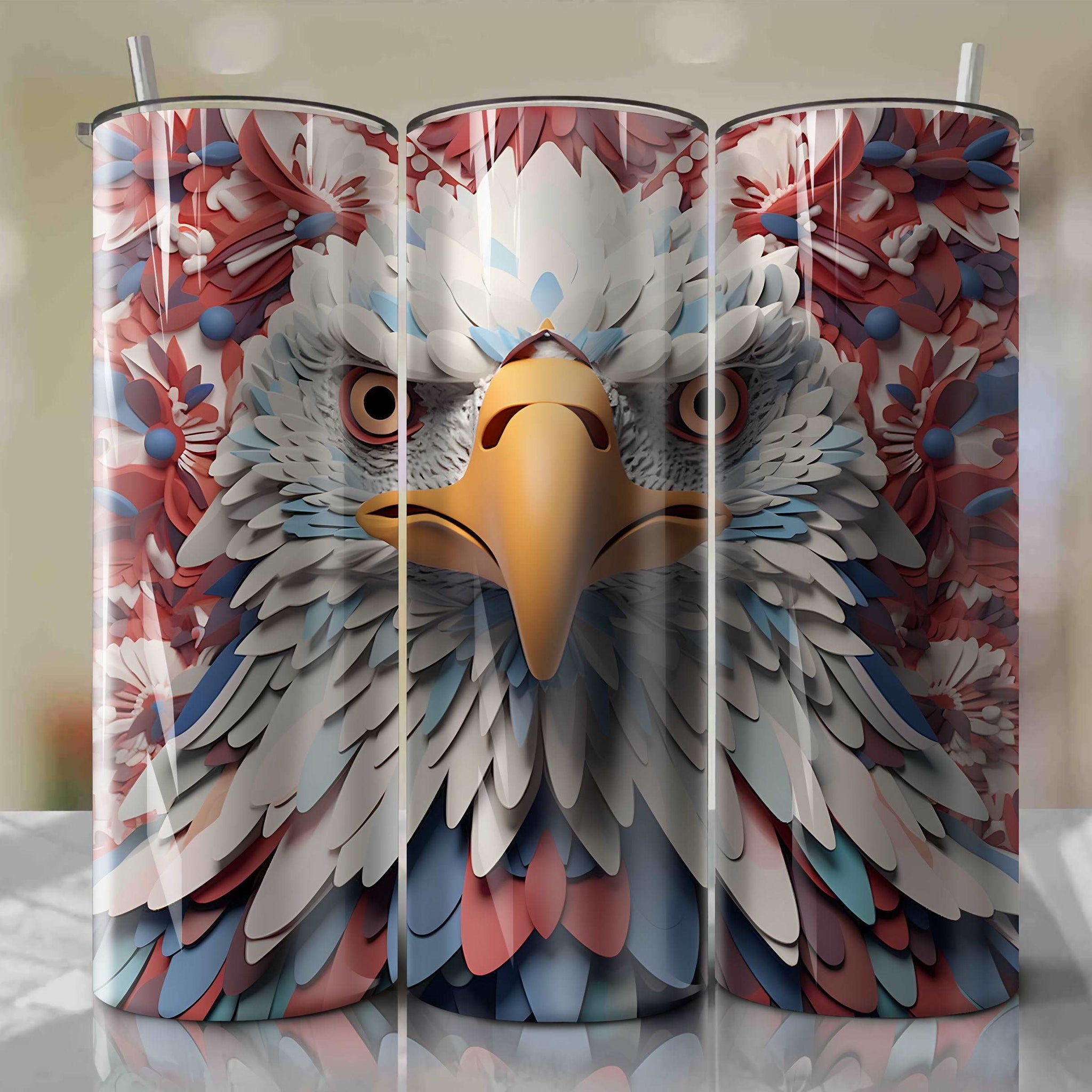 Beaky Buzzard Wrap PNG Skinny Tumbler 20oz - Sublimation 3D 4th Of July | Digital Download