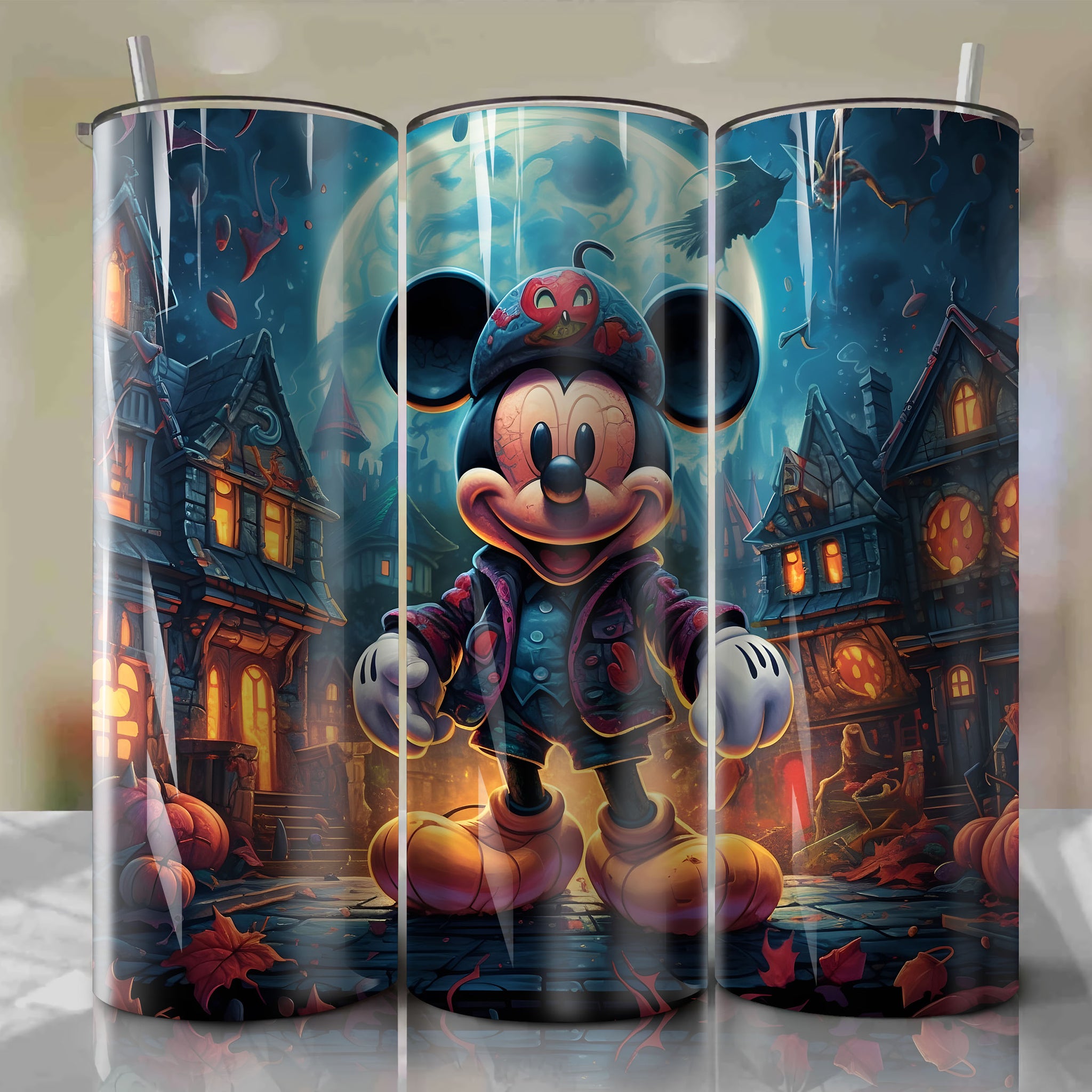 Mickey Mouse Halloween Skinny Tumbler Design - 20oz Wrap PNG - Sublimation