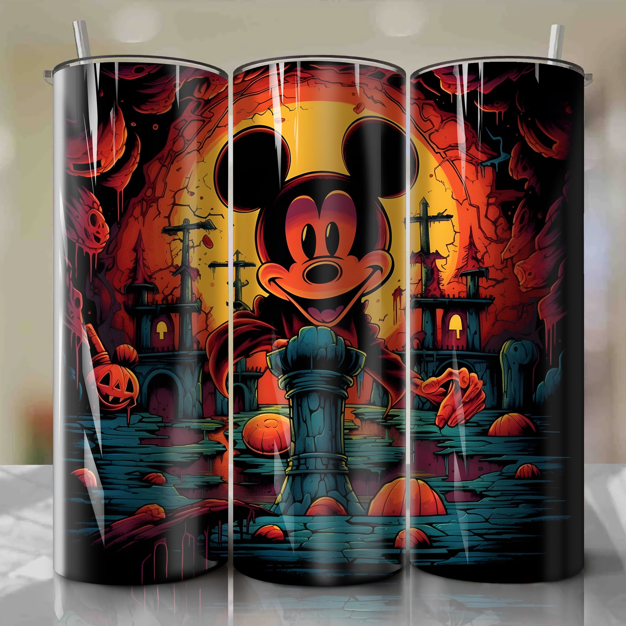 Mickey Halloween Skinny Tumbler - 20oz Wrap PNG Design - Sublimation