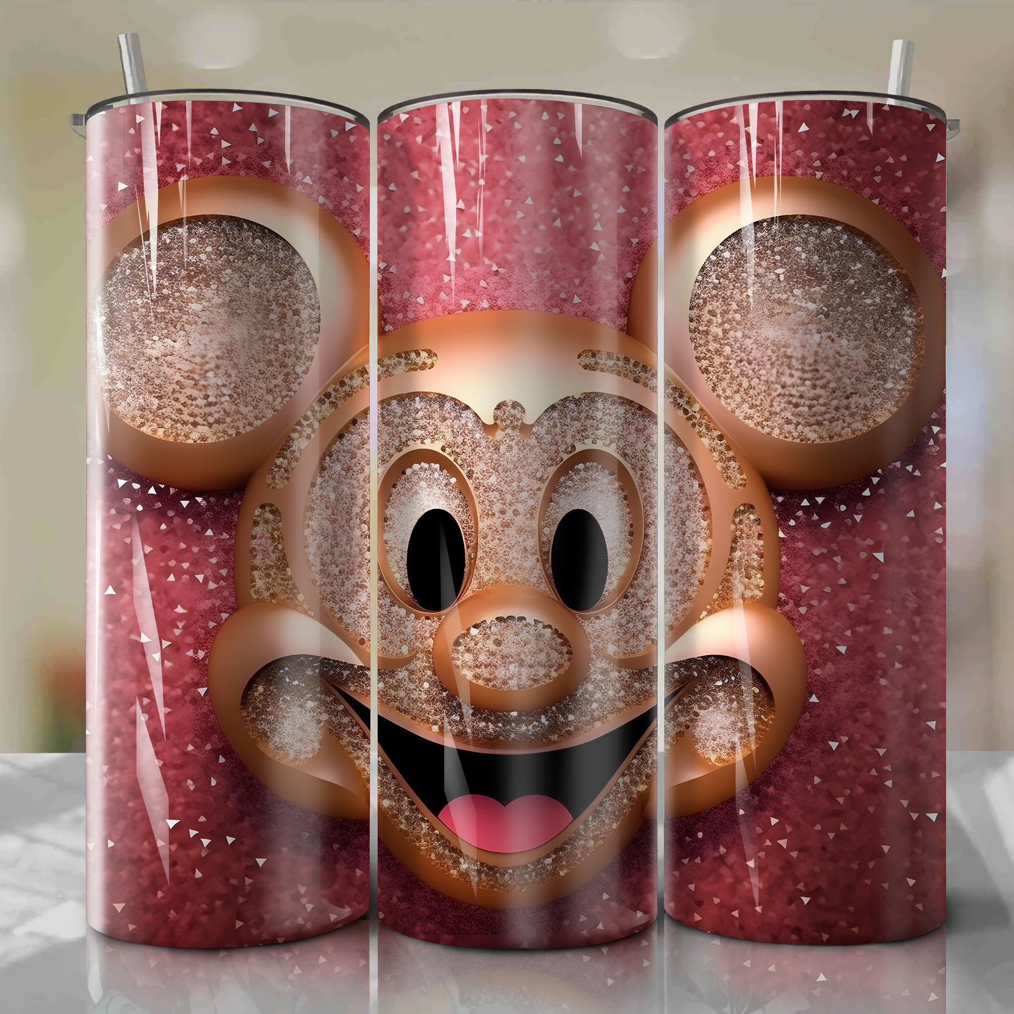 Inspirational Mickey Mouse Face 3D Bling Artwork - Instant Download for Skinny Tumbler 20oz