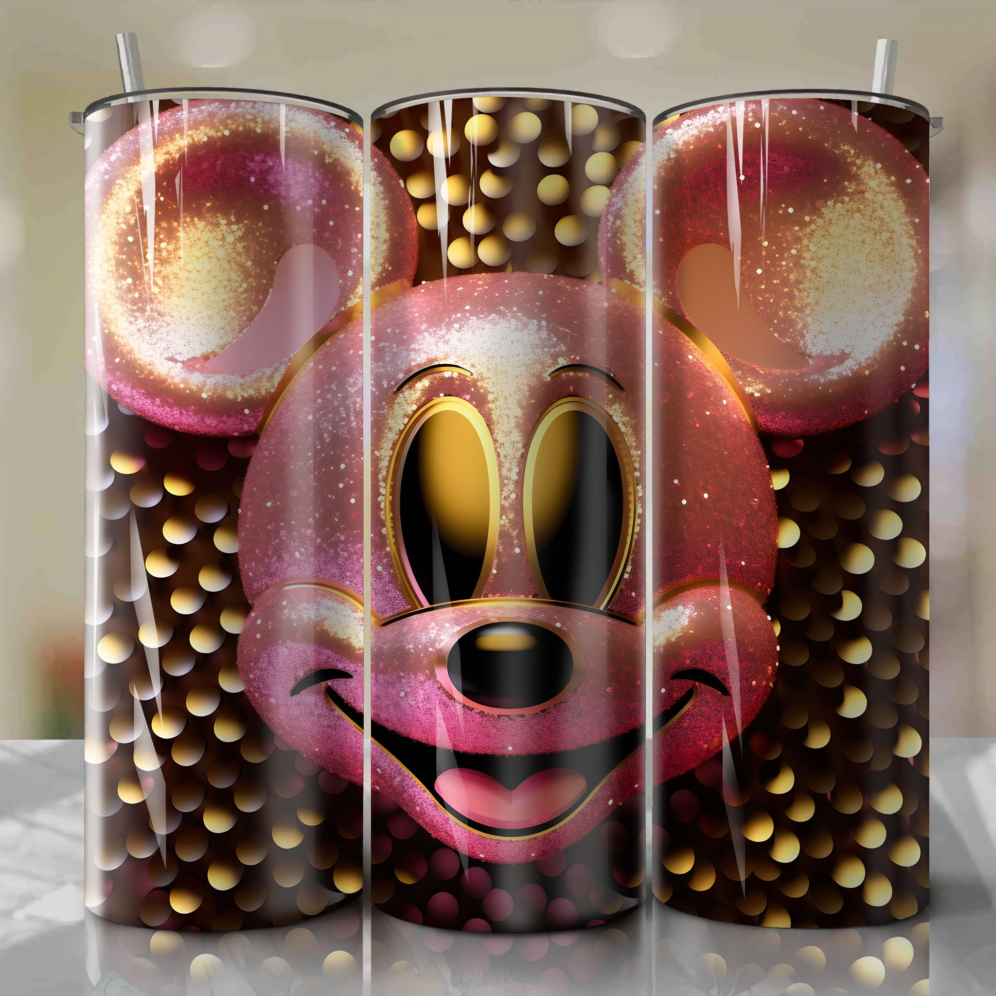 Premium 3D Bling Mickey Mouse Face Design - Digital Download for Sublimation