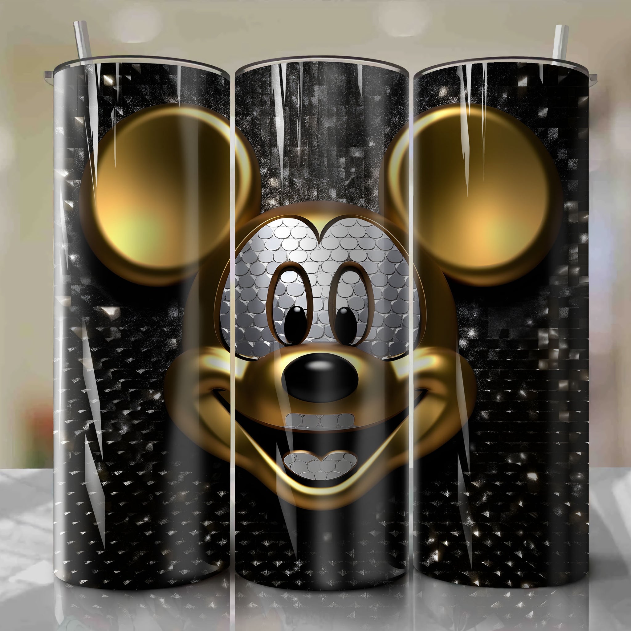 Mickey Mouse Face 3D Bling Artwork - Instant Download for Skinny Tumbler 20oz