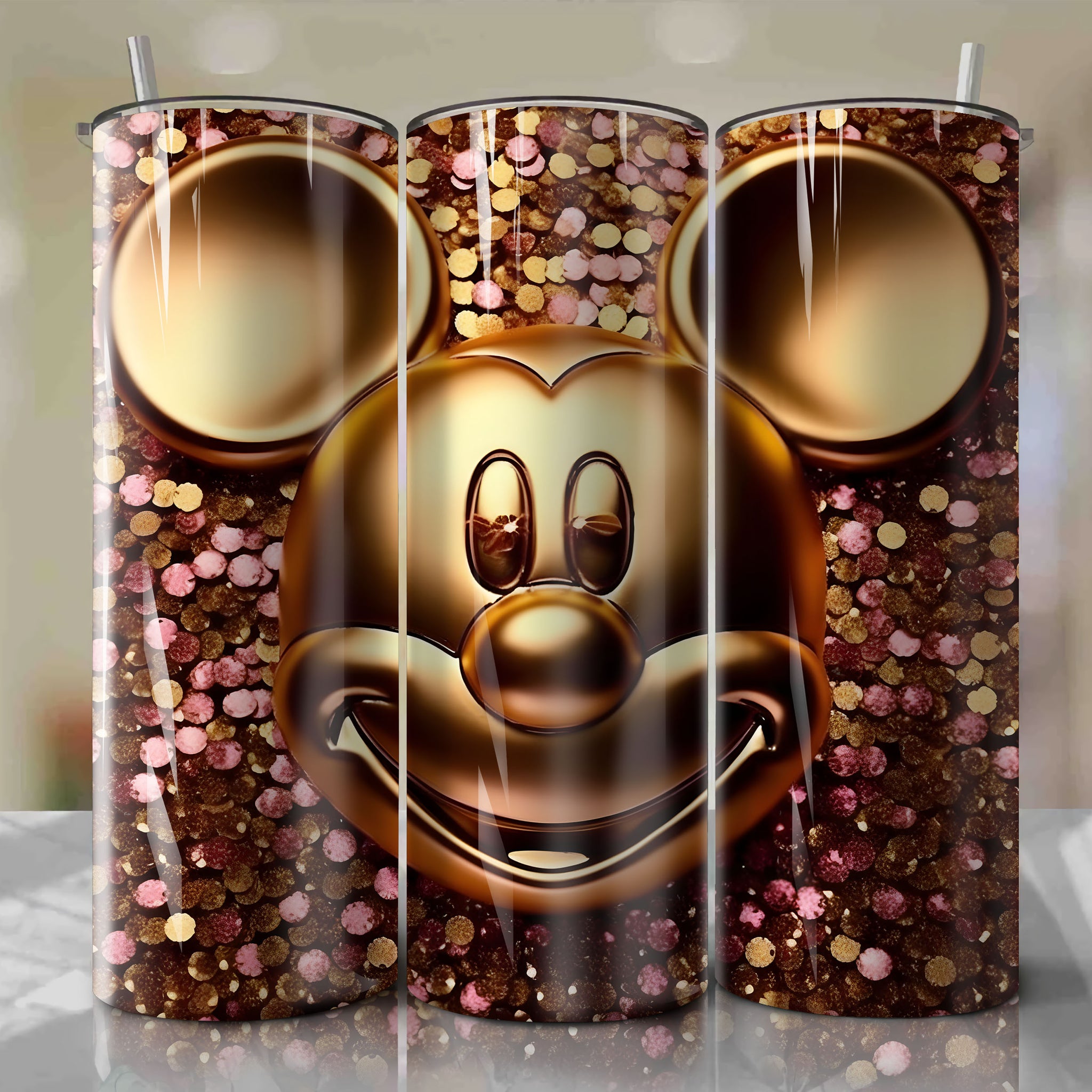 Nature-Inspired Mickey Mouse Face 3D Bling Design - Digital Download for Skinny Tumbler 20oz