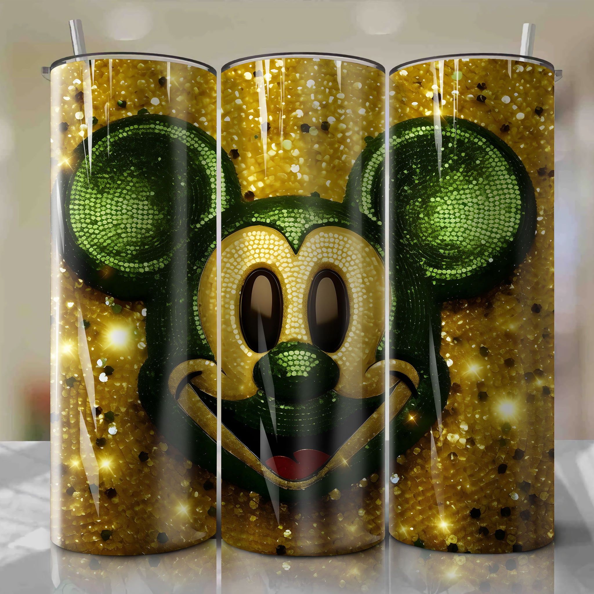 Shiny 3D Bling Mickey Mouse Face Graphic - Instant Download for Skinny Tumbler 20oz