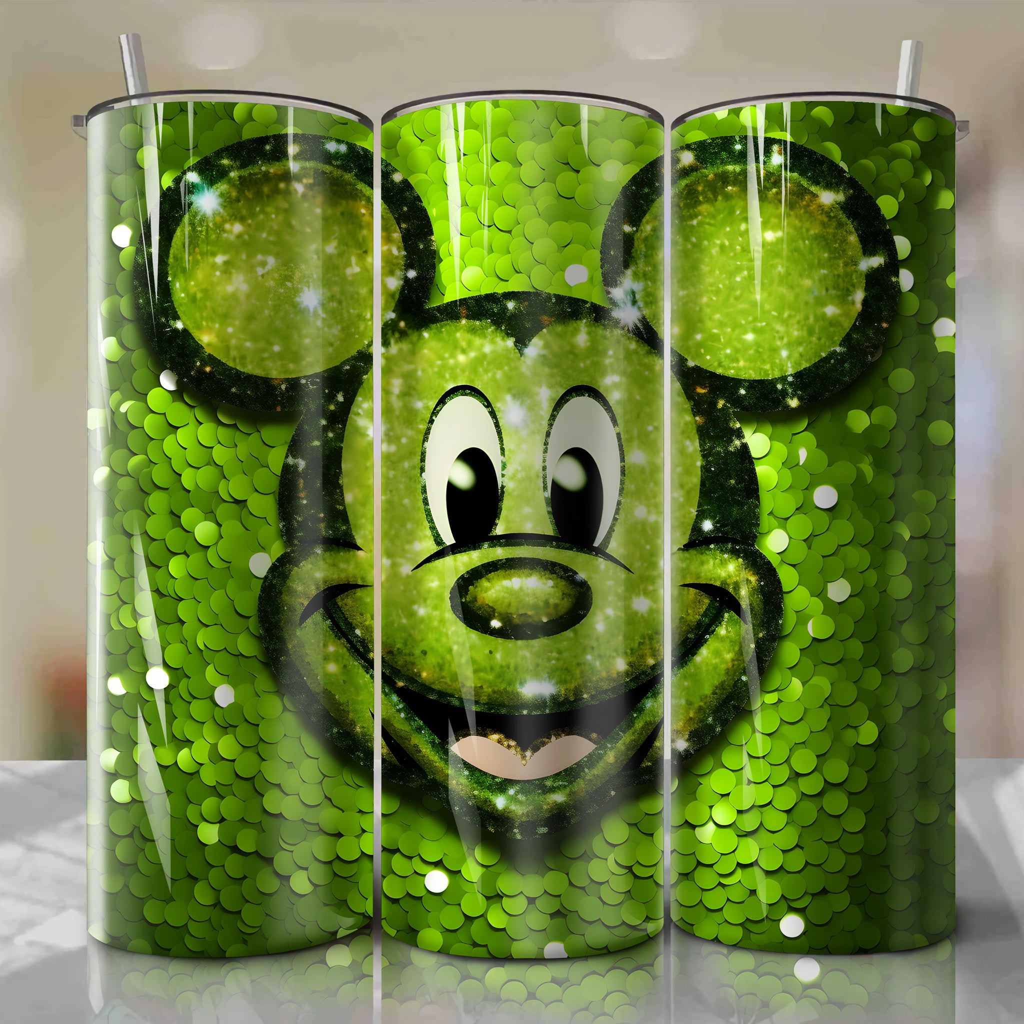 Glittering Mickey Mouse Face 3D Bling Art - Digital Download for Sublimation Printing