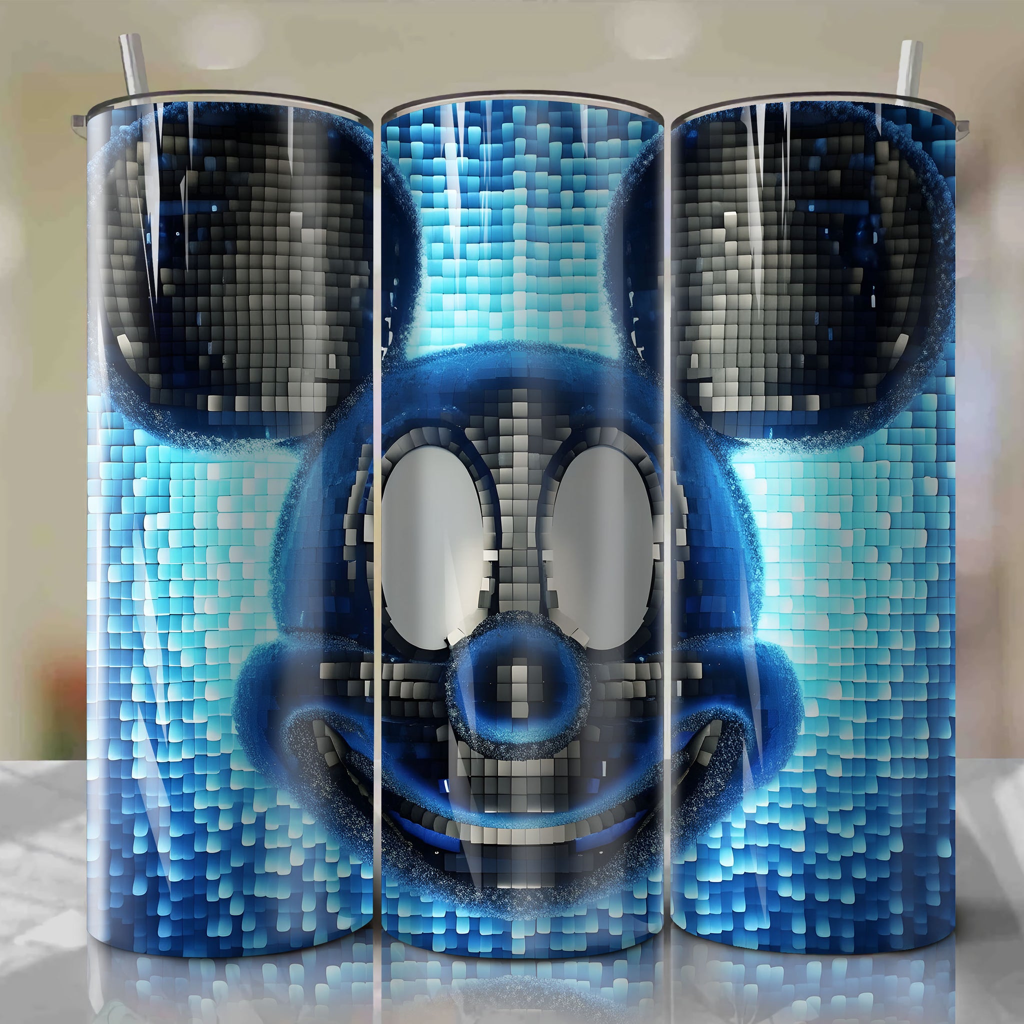 Playful 3D Bling Mickey Mouse Face Design - Digital Download for Sublimation Projects