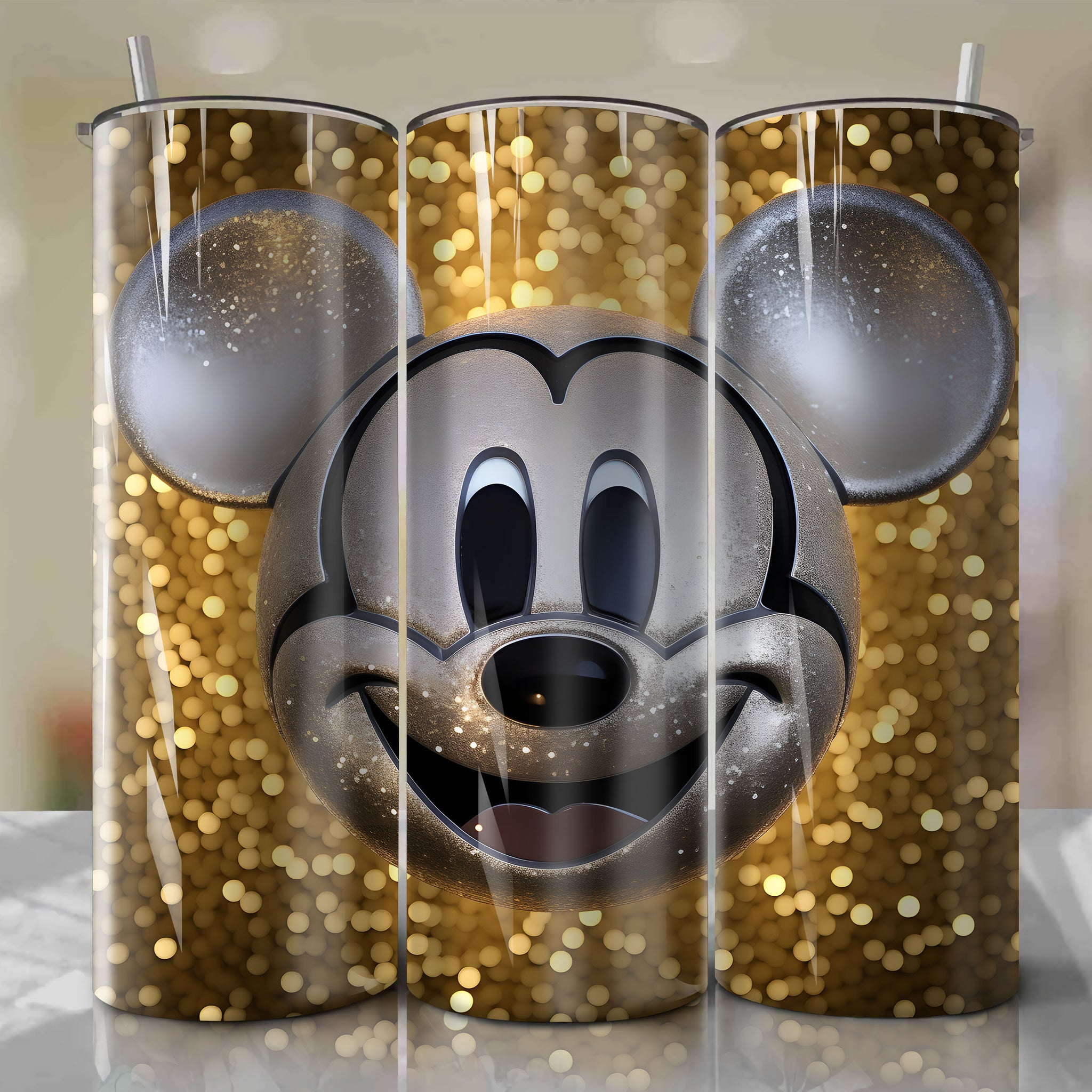 Eye-Catching Mickey Mouse Face 3D Bling Artwork - Downloadable PNG for Skinny Tumbler 20oz