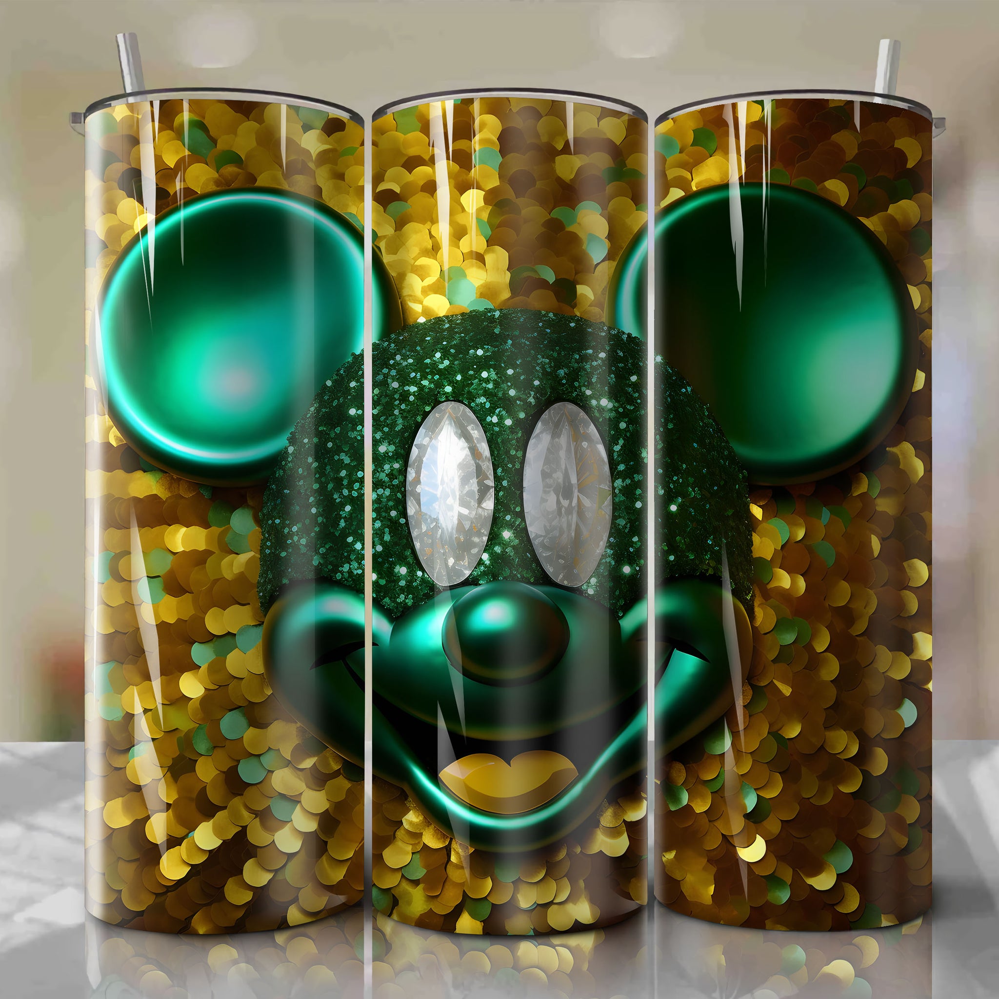 Dazzling 3D Bling Mickey Mouse Face Illustration - Digital Download for Sublimation Projects