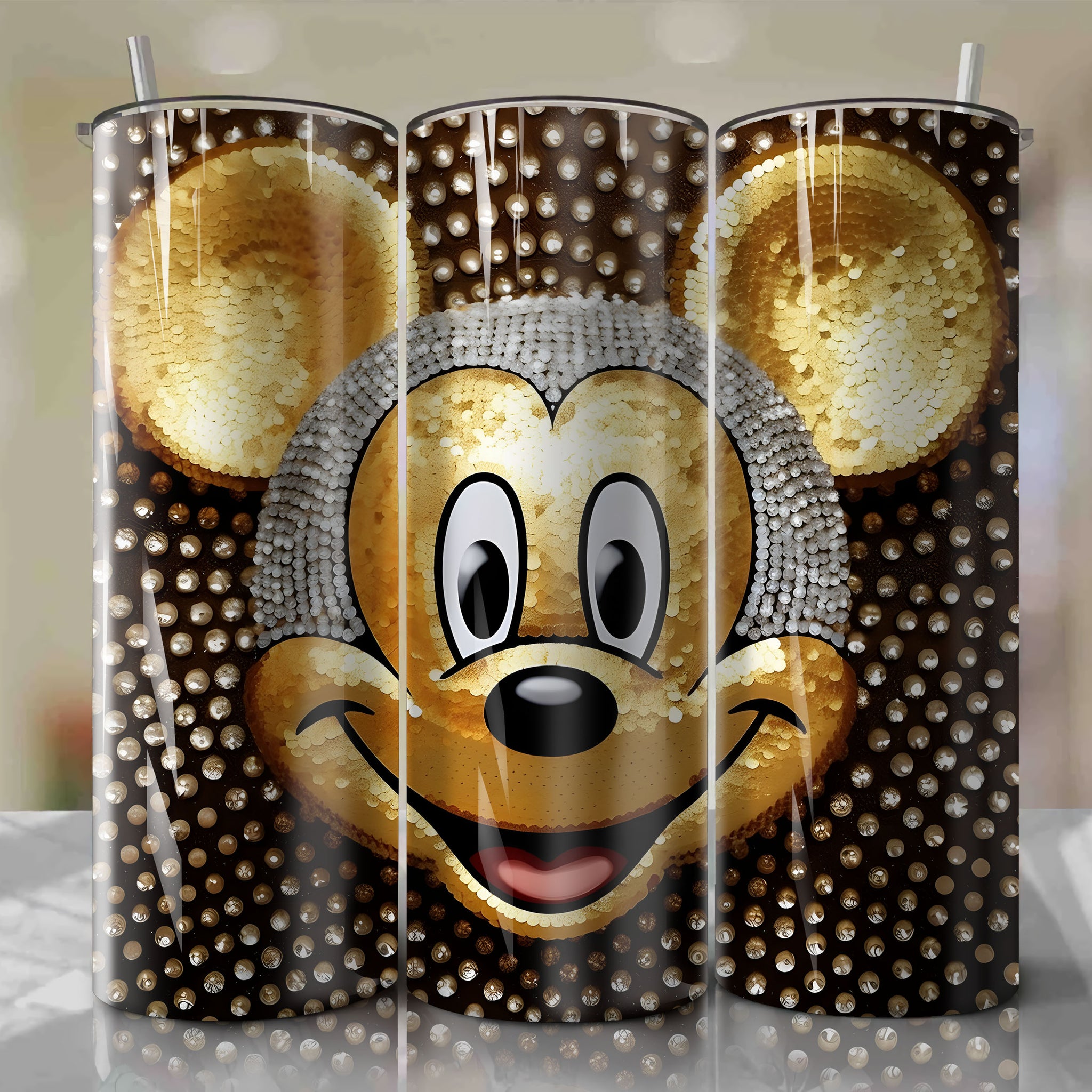 Mickey Mouse Face 3D Bling Digital Art - Instant Download for Skinny Tumbler 20oz