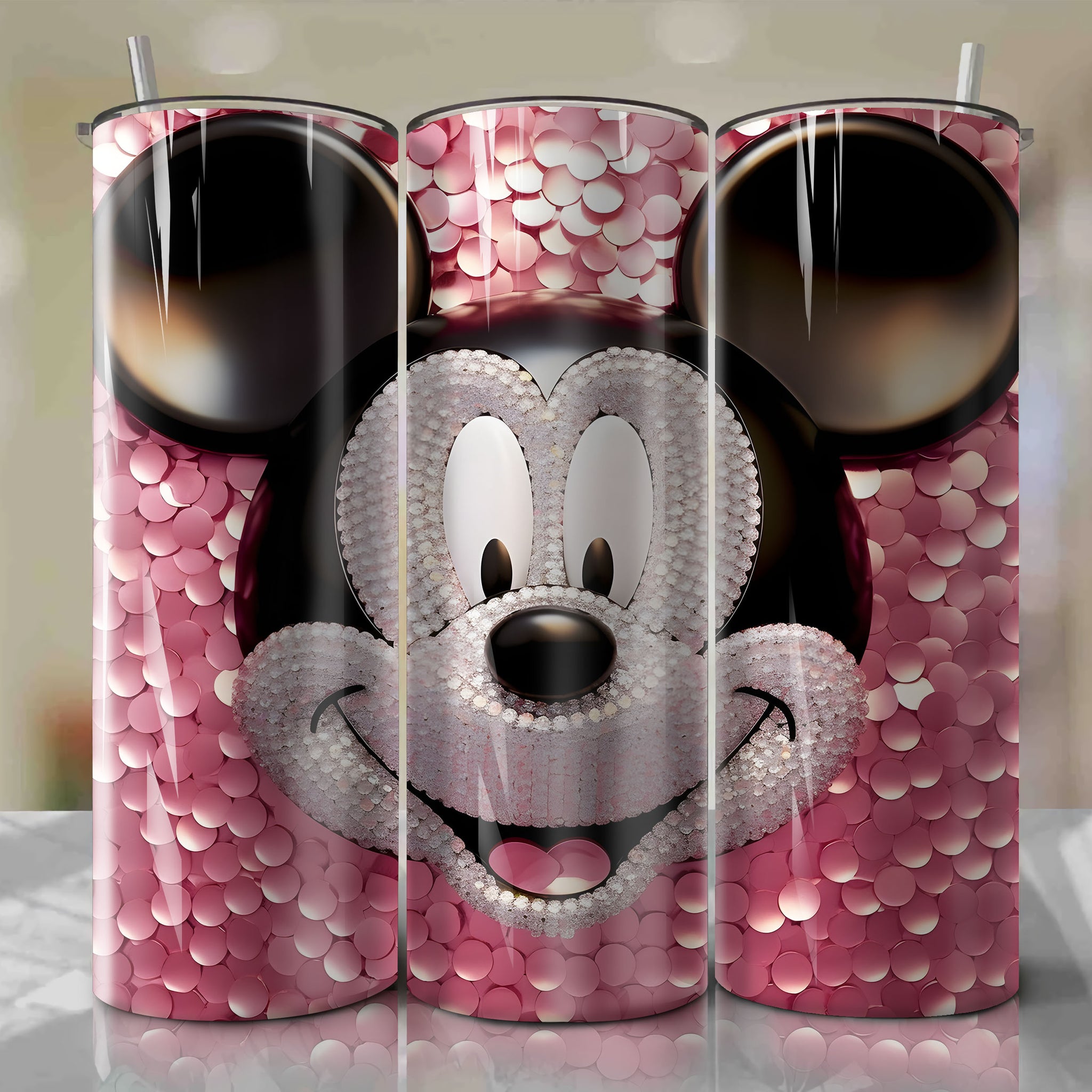 Luxurious Mickey Mouse Face 3D Bling Graphic - Digital Download for Sublimation Printing