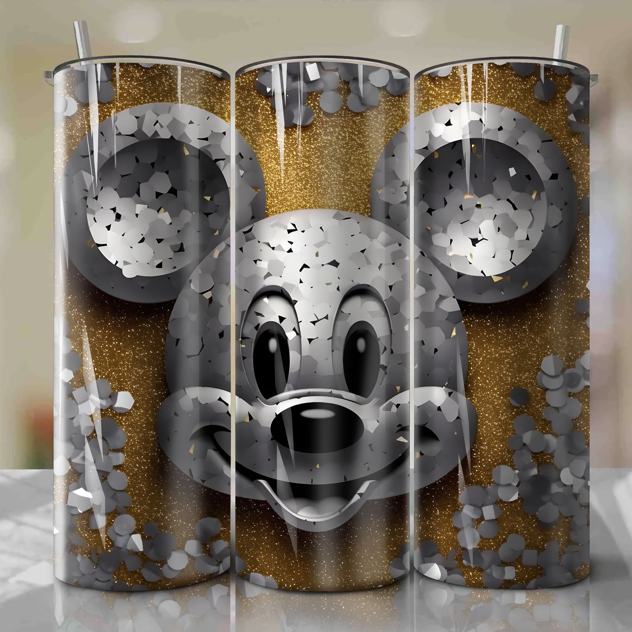 Colorful Mickey Mouse Face 3D Bling Design - Digital Download for Sublimation Crafts