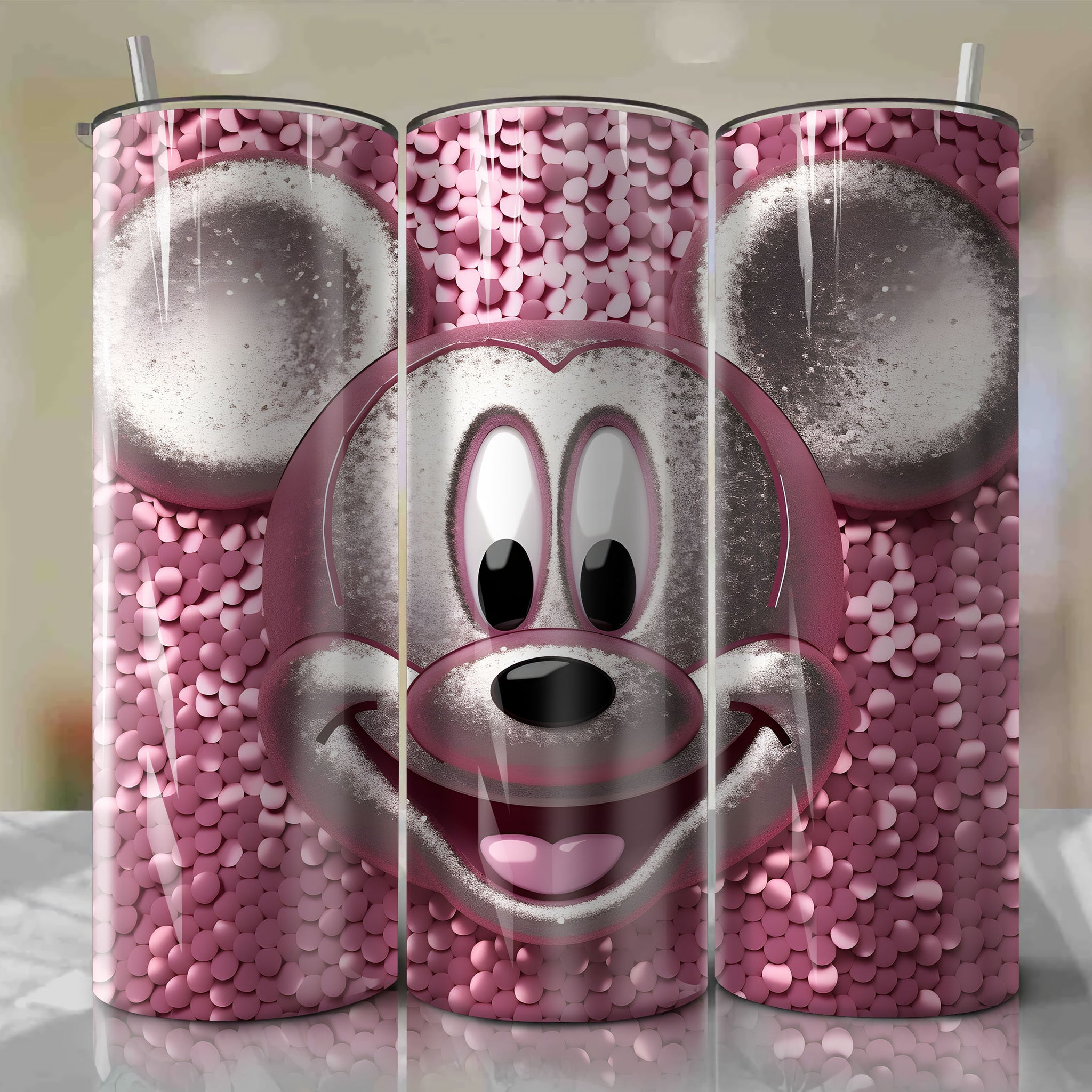 Whimsical 3D Bling Mickey Mouse Face Artwork - Digital Download for Sublimation Projects