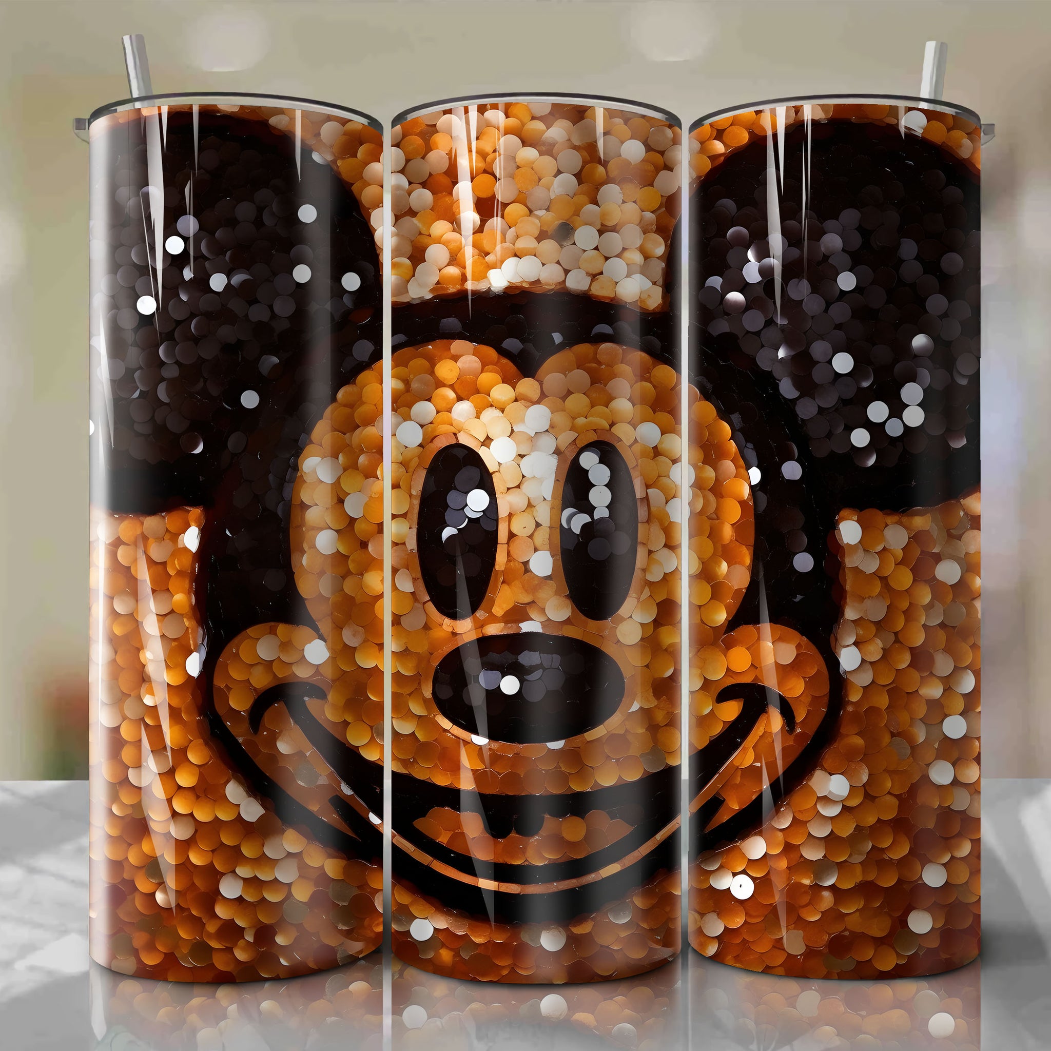 Retro 3D Bling Mickey Mouse Face Graphic - Digital Download for Sublimation Projects