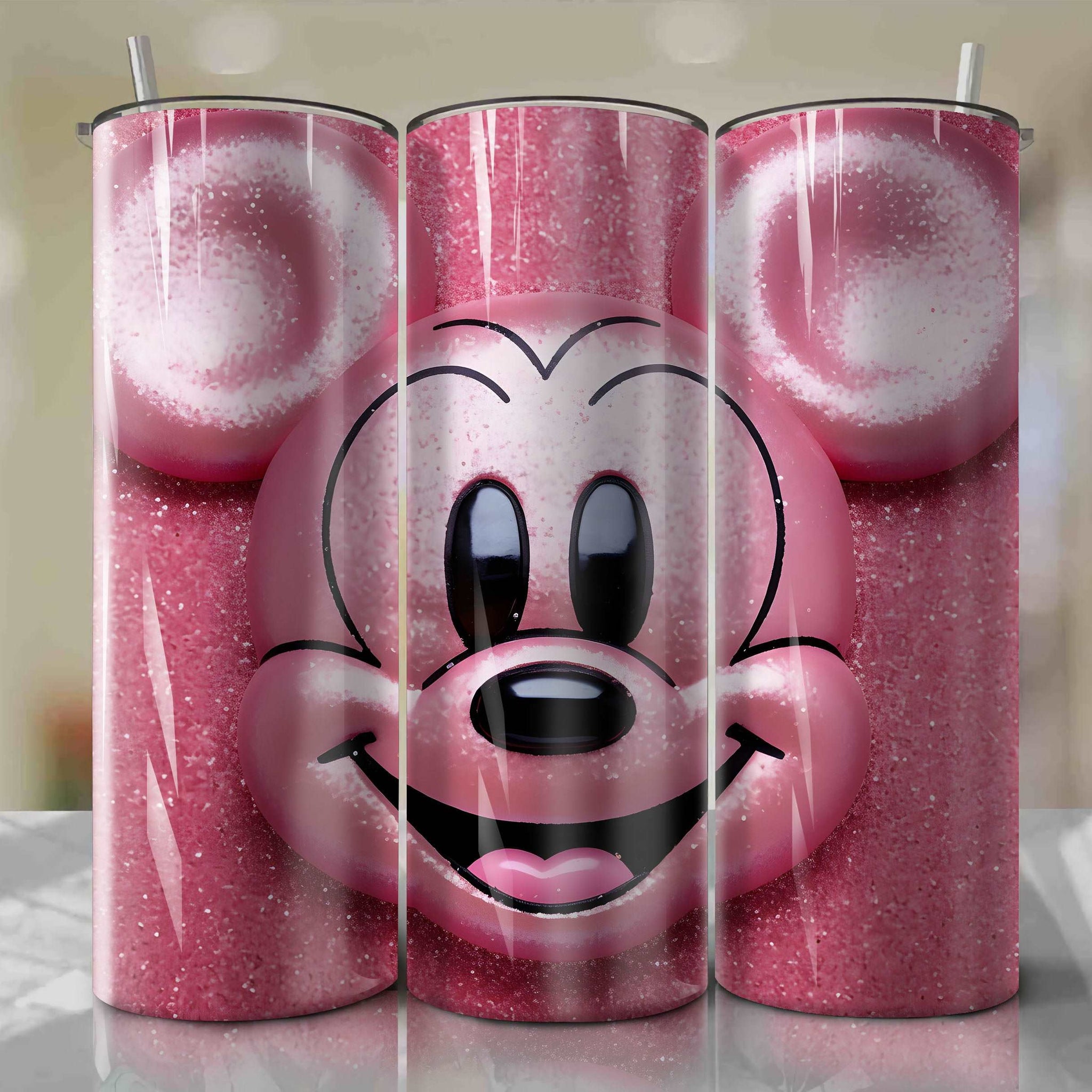 Adorable Mickey Mouse Face 3D Bling Illustration - Downloadable PNG for Skinny Tumbler 20oz