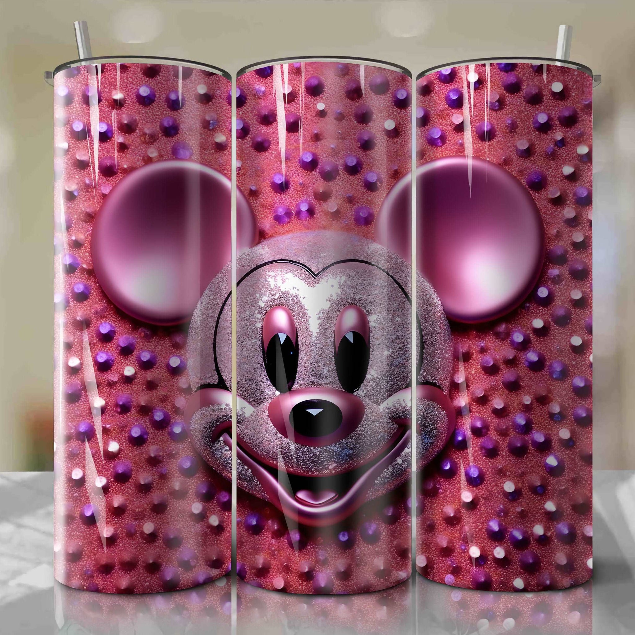 Abstract 3D Bling Mickey Mouse Face Illustration - Instant Download for Skinny Tumbler 20oz