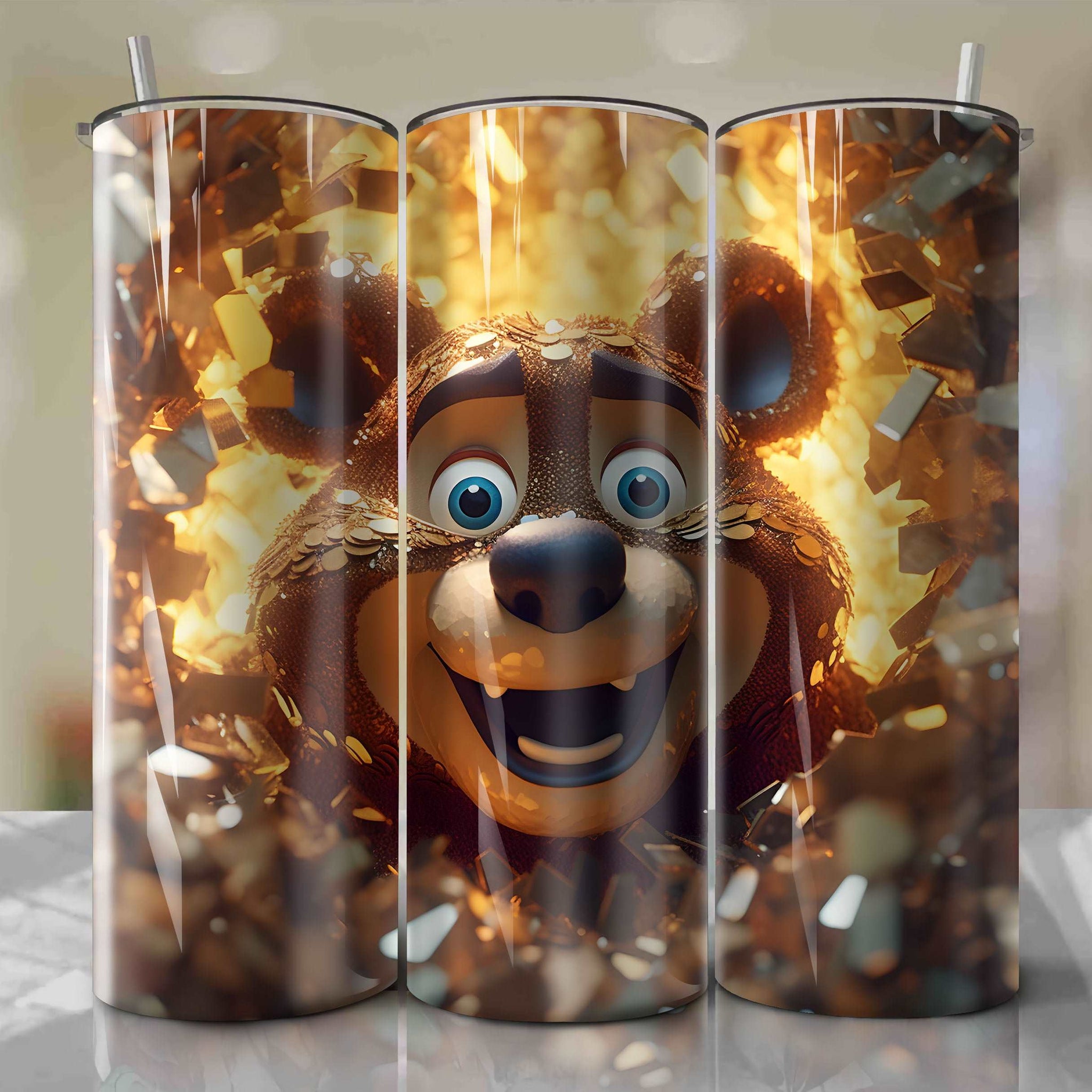 Baloo | 3D Bling | Wrap PNG Skinny Tumbler 20oz | Sublimation | Digital Download