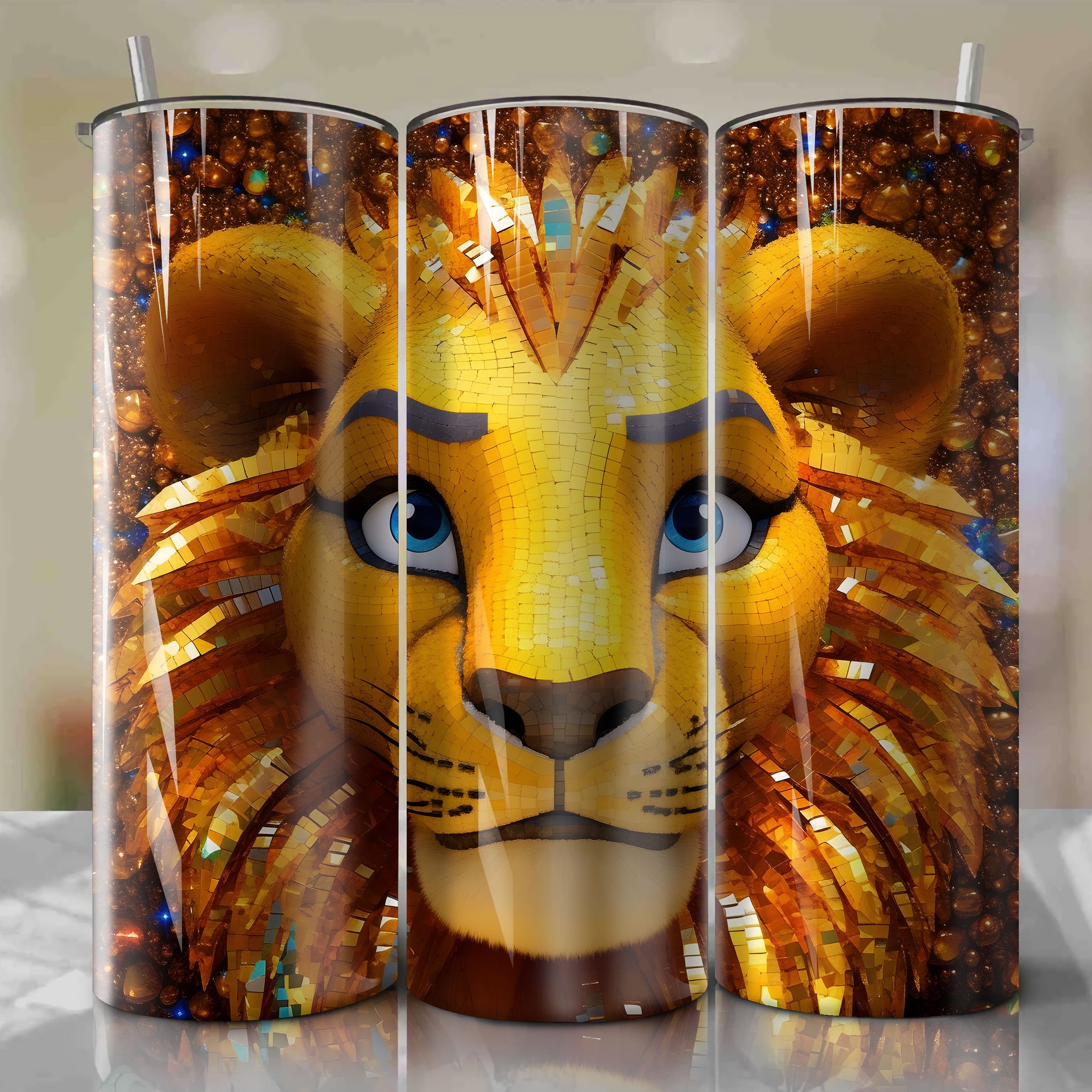 Simba | 3D Bling | Wrap PNG Skinny Tumbler 20oz | Sublimation | Digital Download