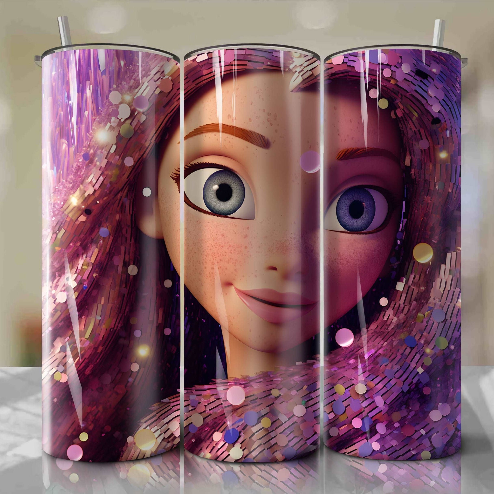 Rapunzel | 3D Bling | Wrap PNG Skinny Tumbler 20oz | Sublimation | Digital Download