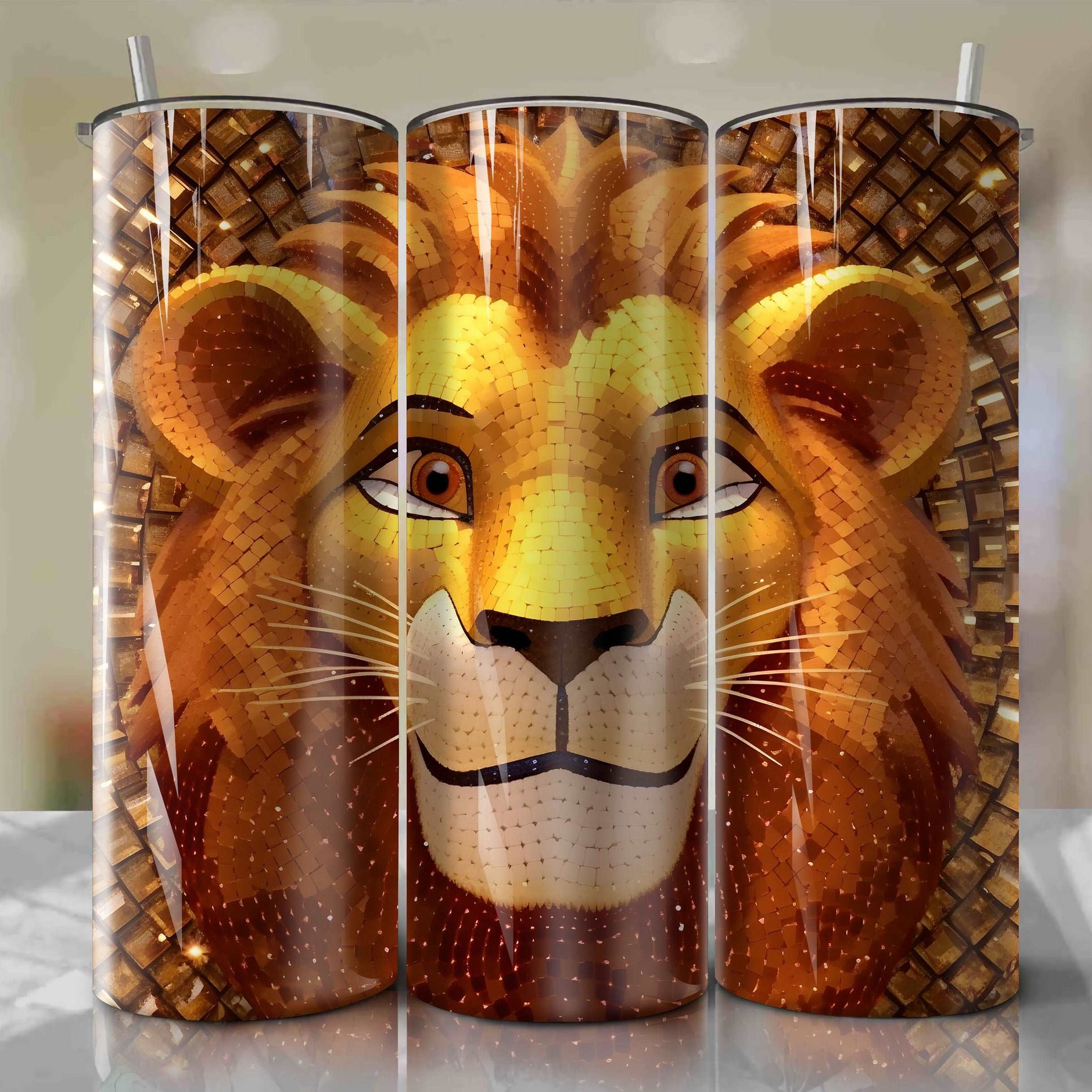 Simba | 3D Bling | Wrap PNG Skinny Tumbler 20oz | Sublimation | Digital Download